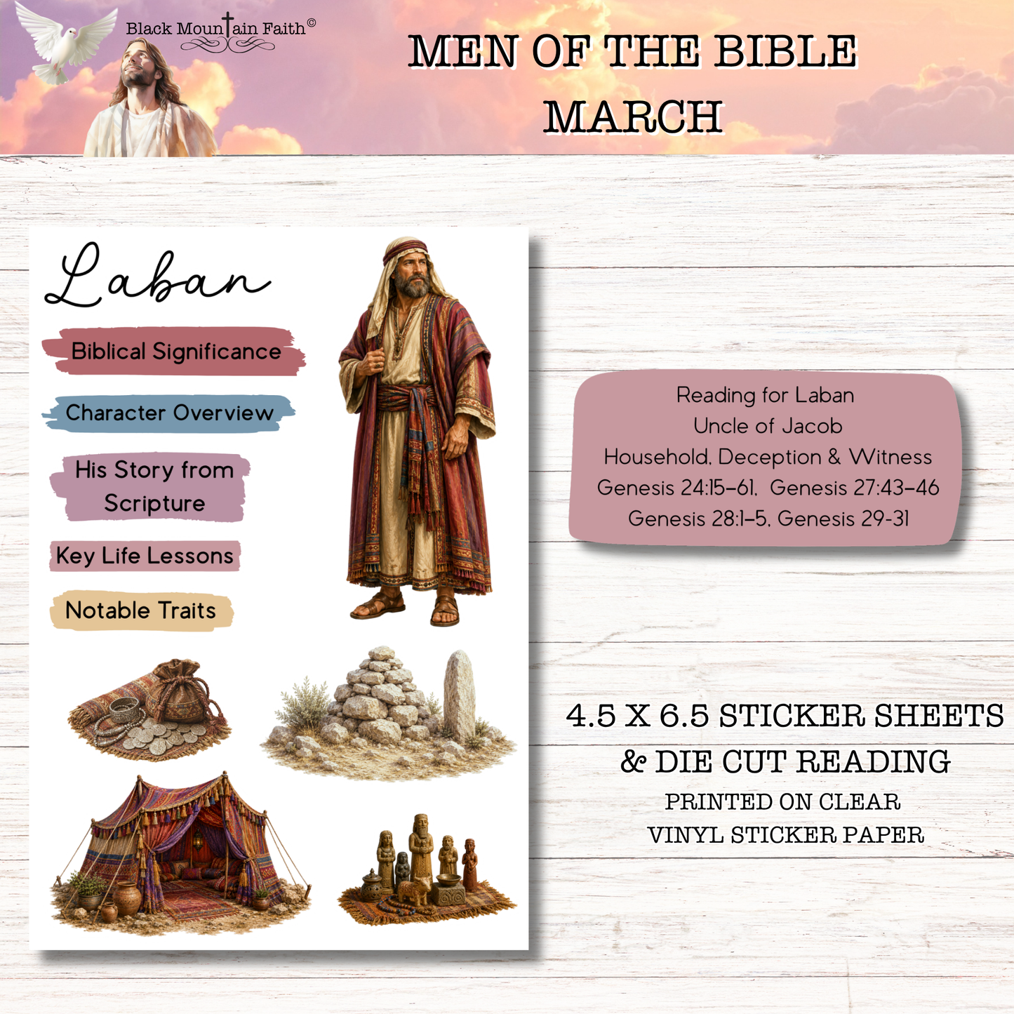 MARCH Men of the Bible Snail Mail Stickers Stand Alone Listing