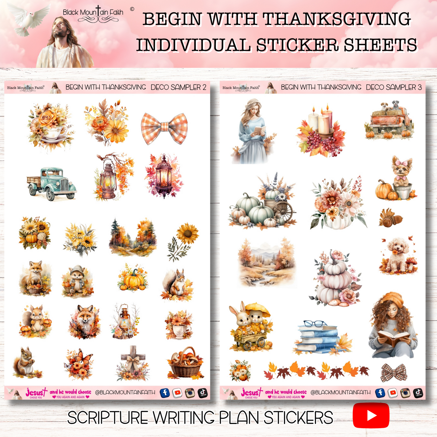 Begin with Thanksgiving Scripture Writing Plan Stickers