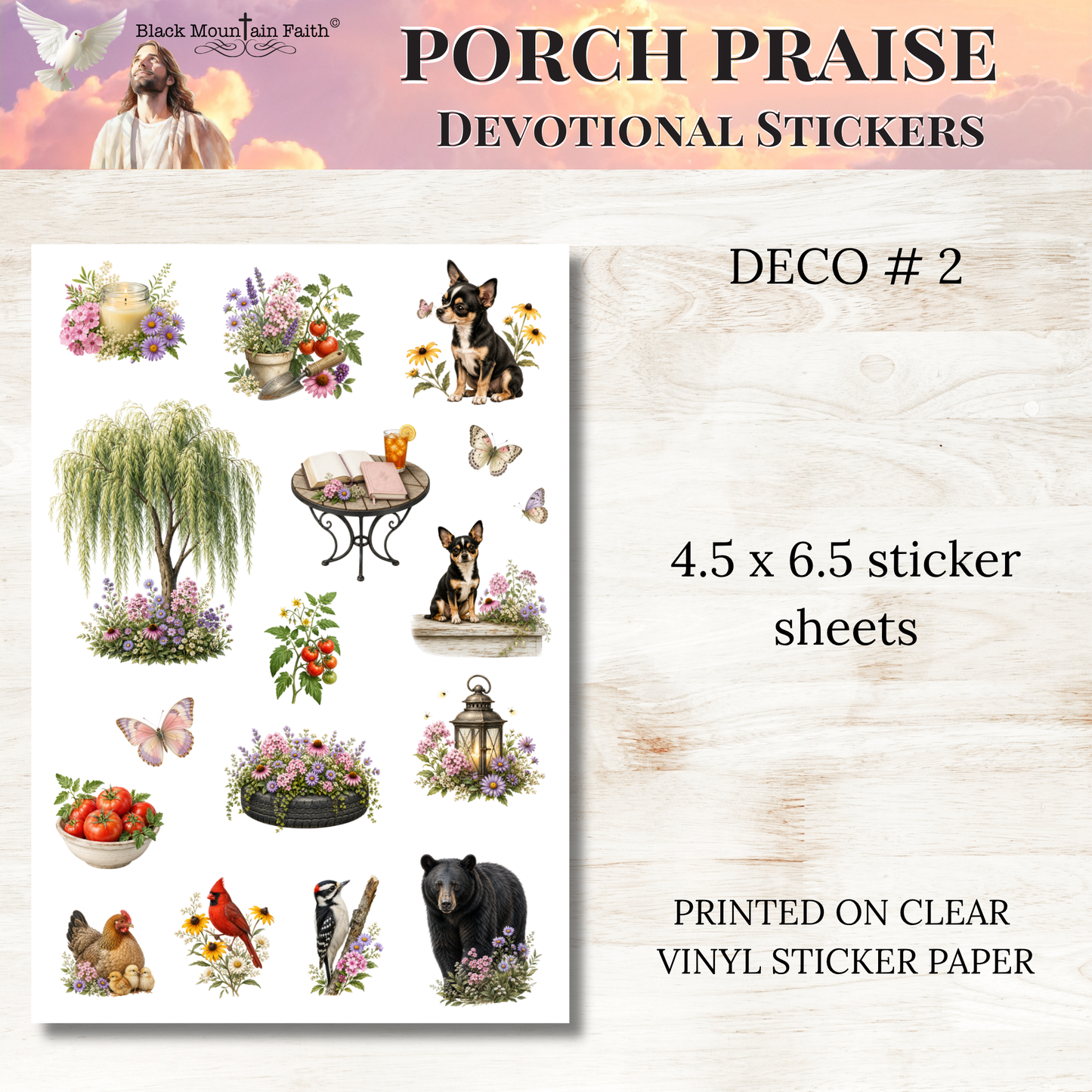 Porch Praise INDIVIDUAL Devotional Sticker Sheets | Scriptures for Everyday Worship