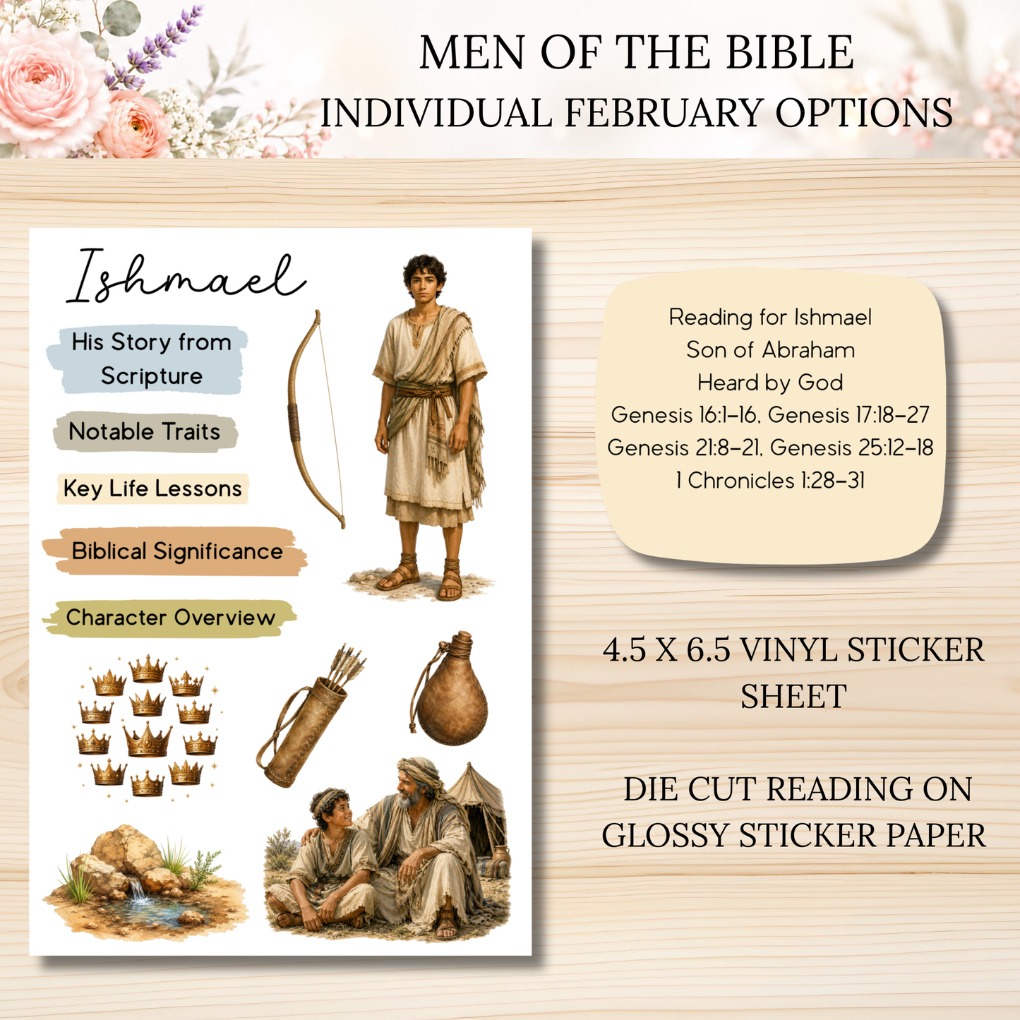 FEBRUARY Men of the Bible Individual Sticker Sheet Options