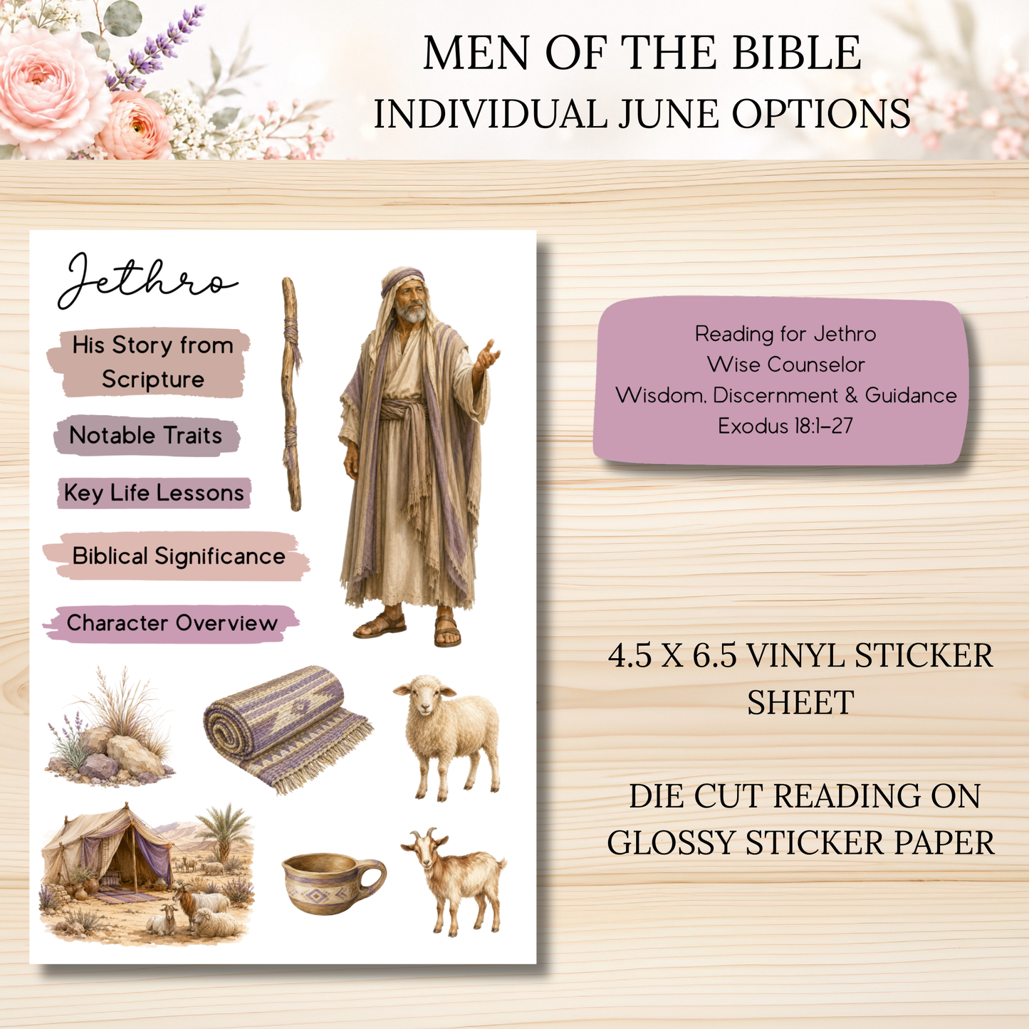 JUNE Men of the Bible Individual Sticker Sheet Options