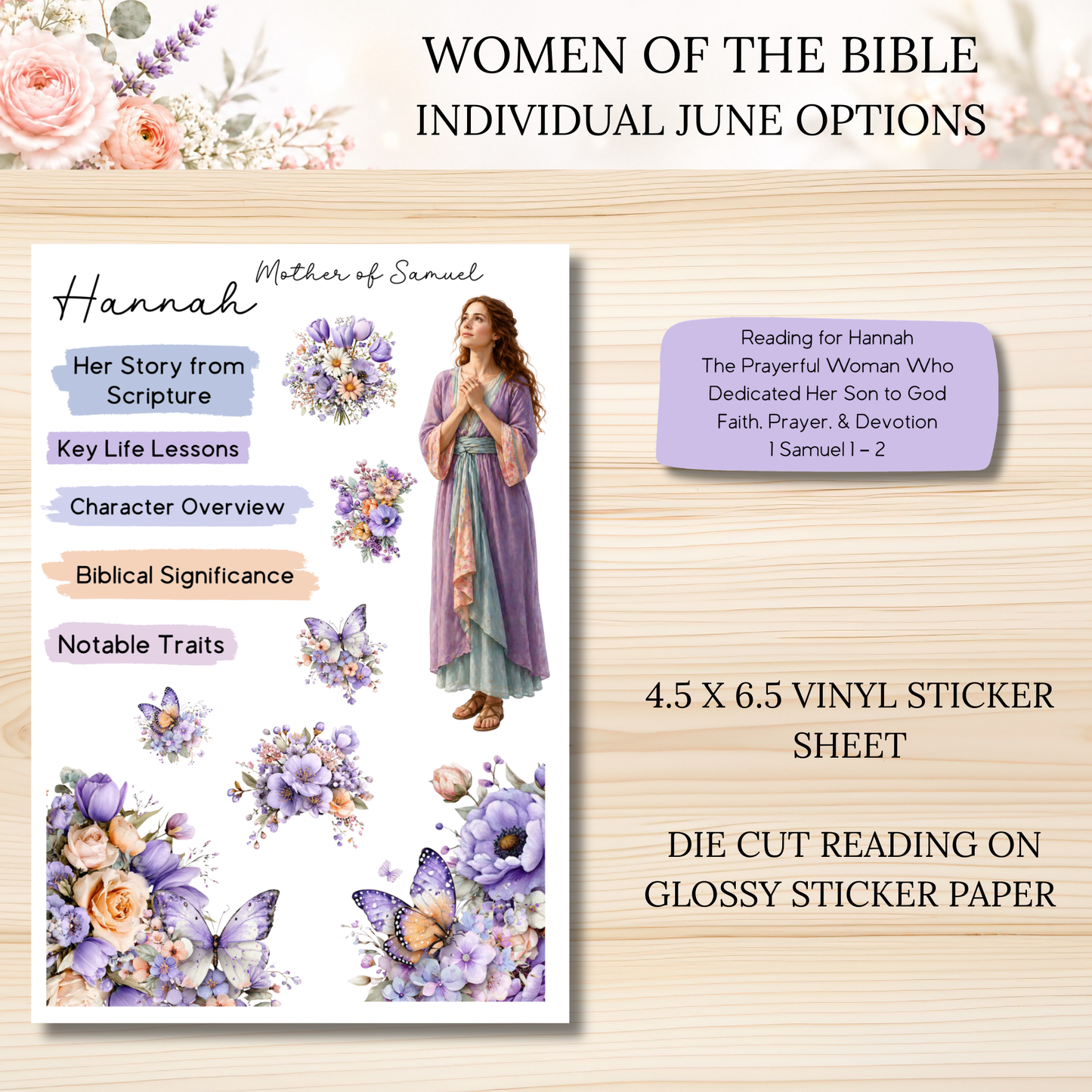 JUNE Women of the Bible Individual Sticker Sheet Options