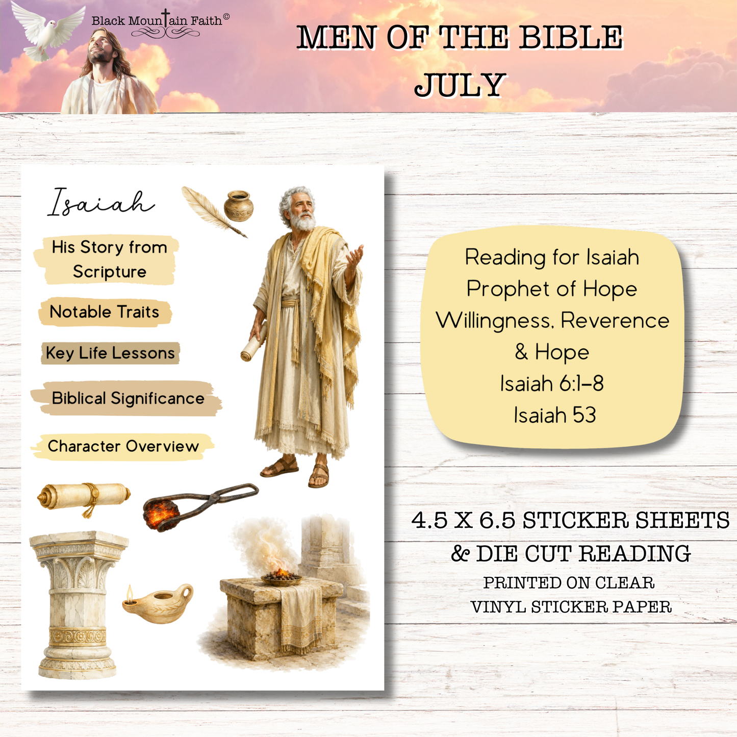 JULY Men of the Bible Snail Mail Stickers Stand Alone Listing