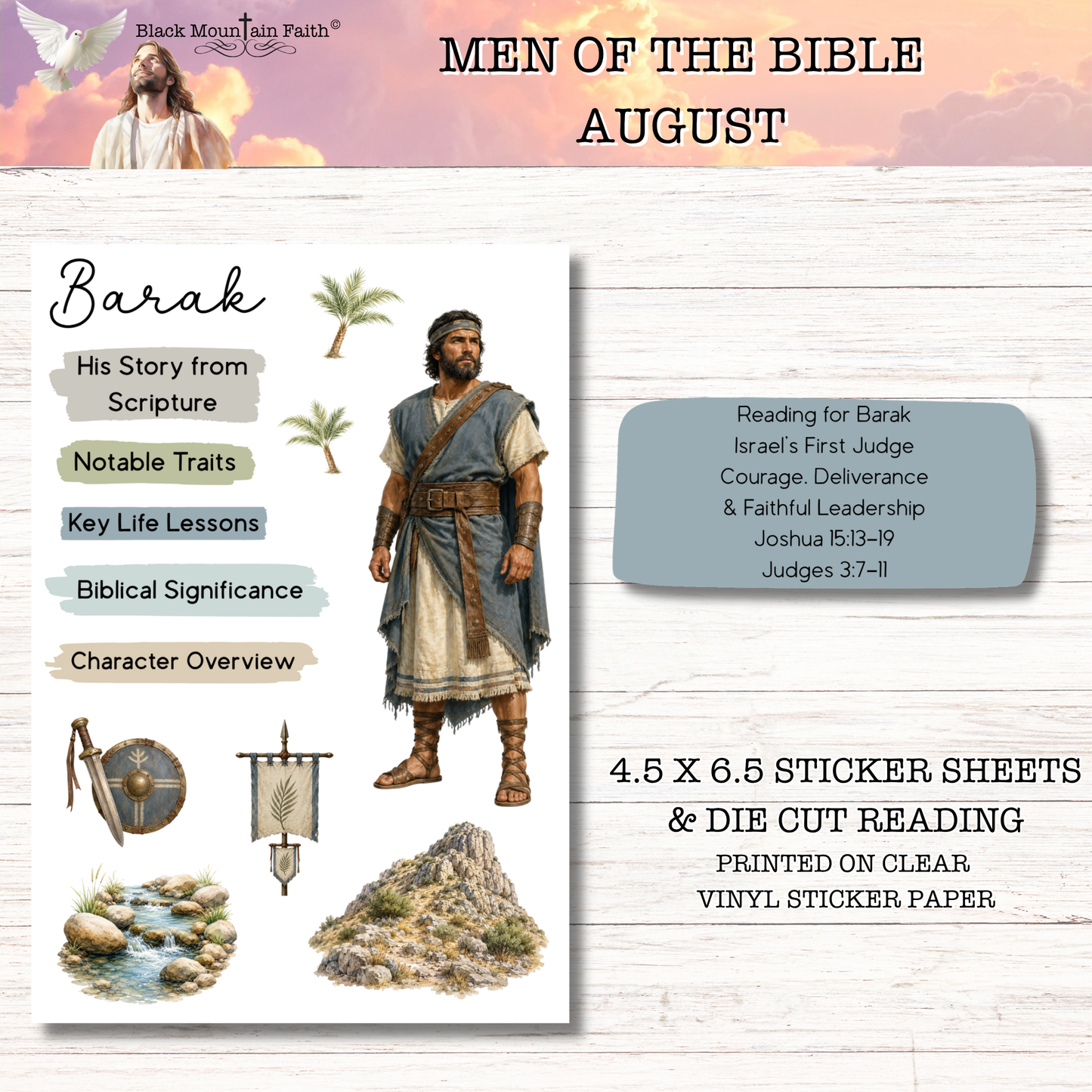 AUGUST Men of the Bible Snail Mail Stickers Stand Alone Listing