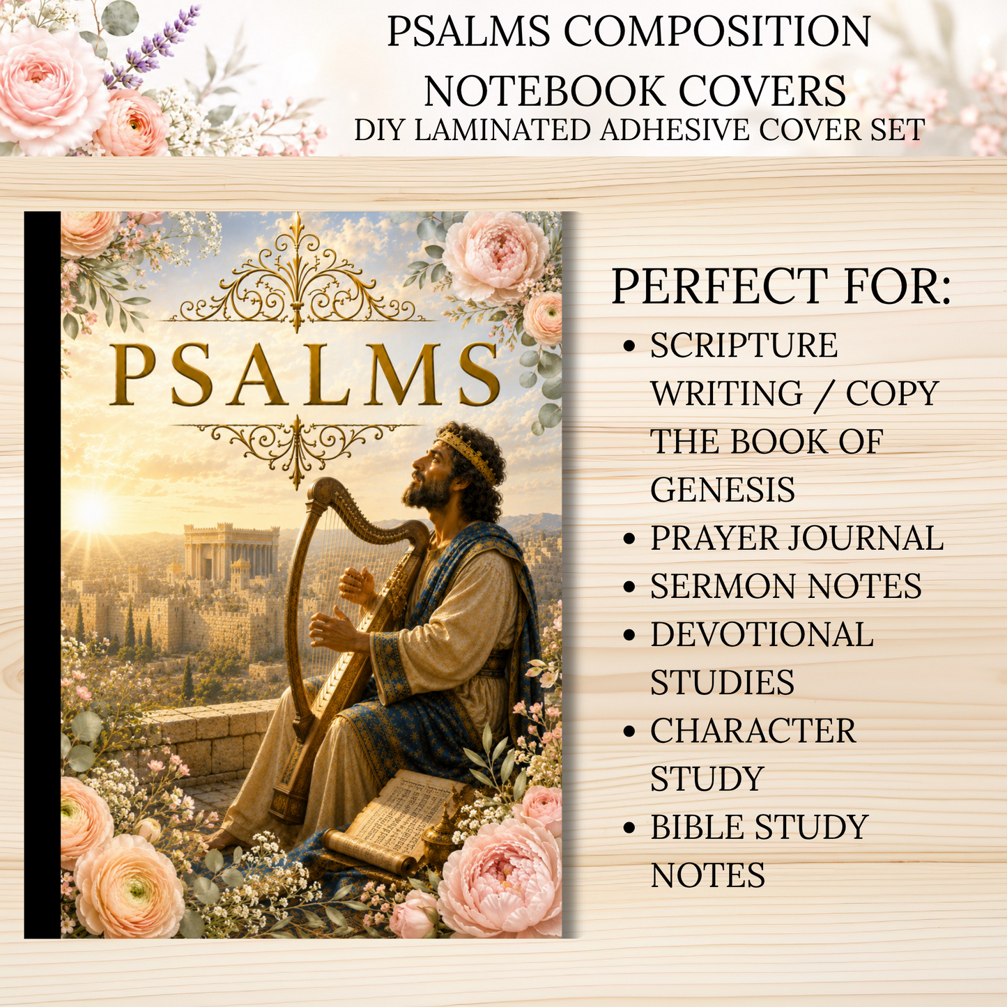 Psalms Composition Notebook Covers | DIY Laminated Adhesive Cover Set