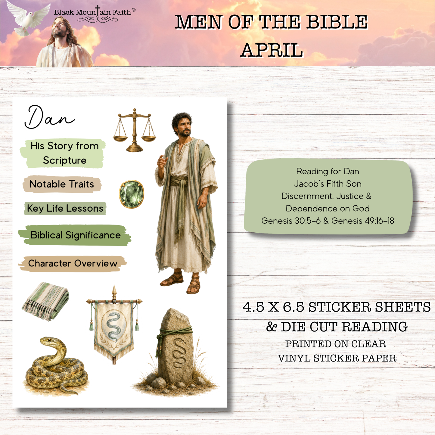 APRIL Men of the Bible Snail Mail Stickers Stand Alone Listing