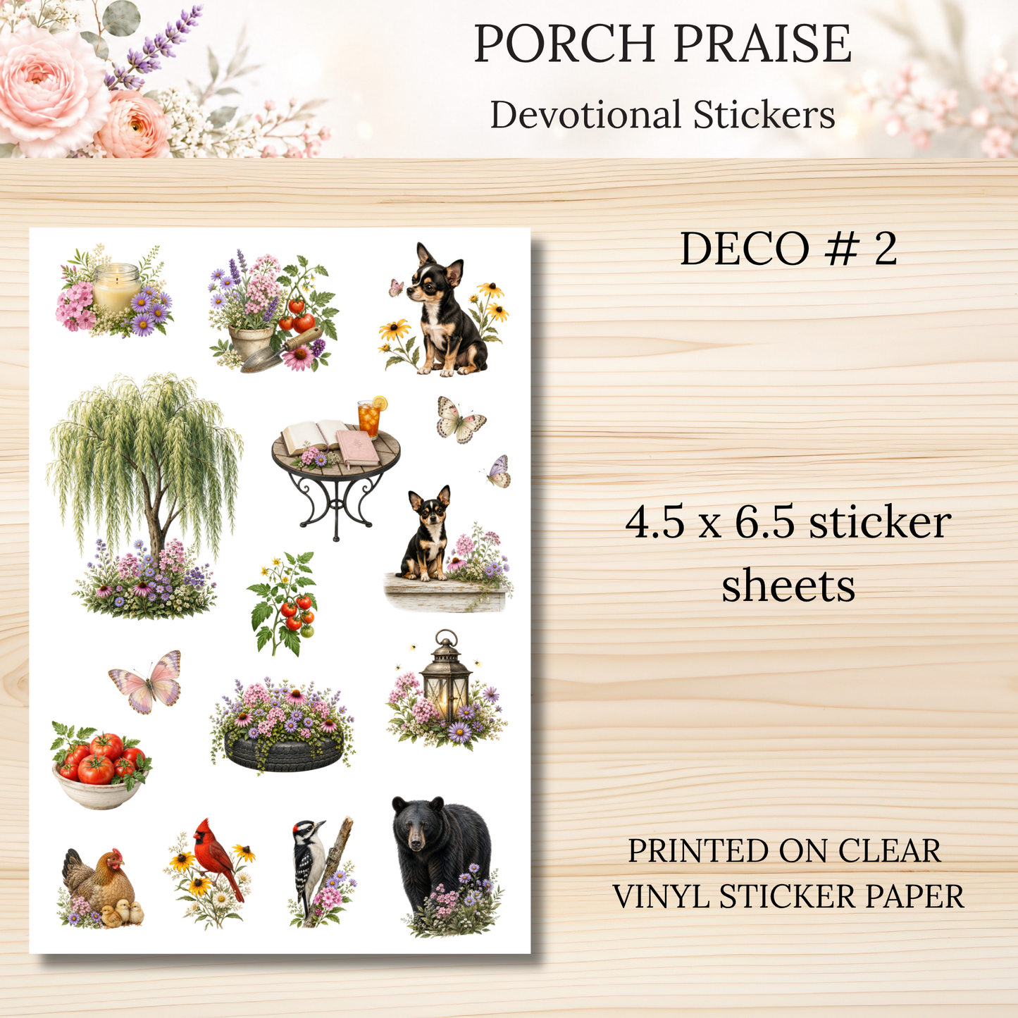 Porch Praise INDIVIDUAL Devotional Sticker Sheets | Scriptures for Everyday Worship