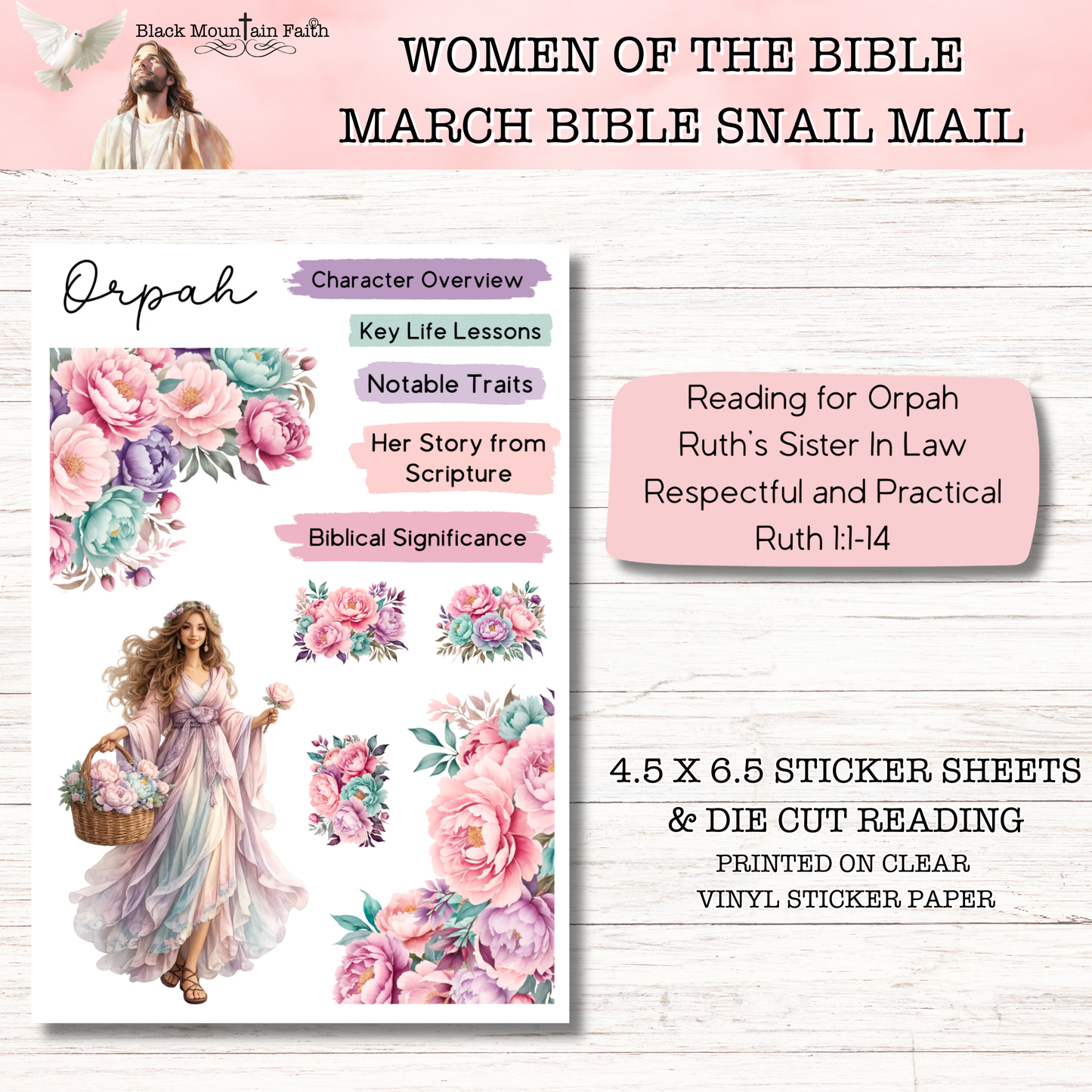Women of the Bible Snail Mail Stickers APRIL EDITION Stand Alone Listing