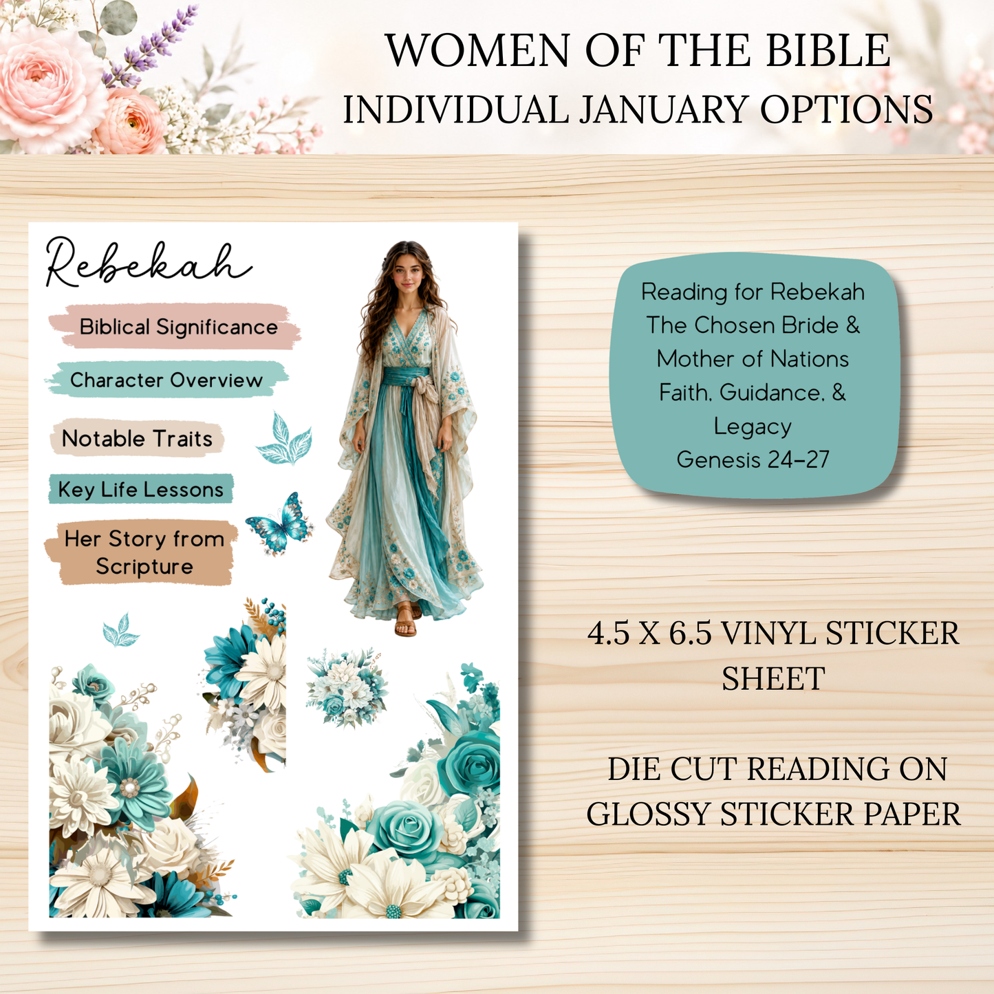 JANUARY Women of the Bible Individual Sticker Sheet Options