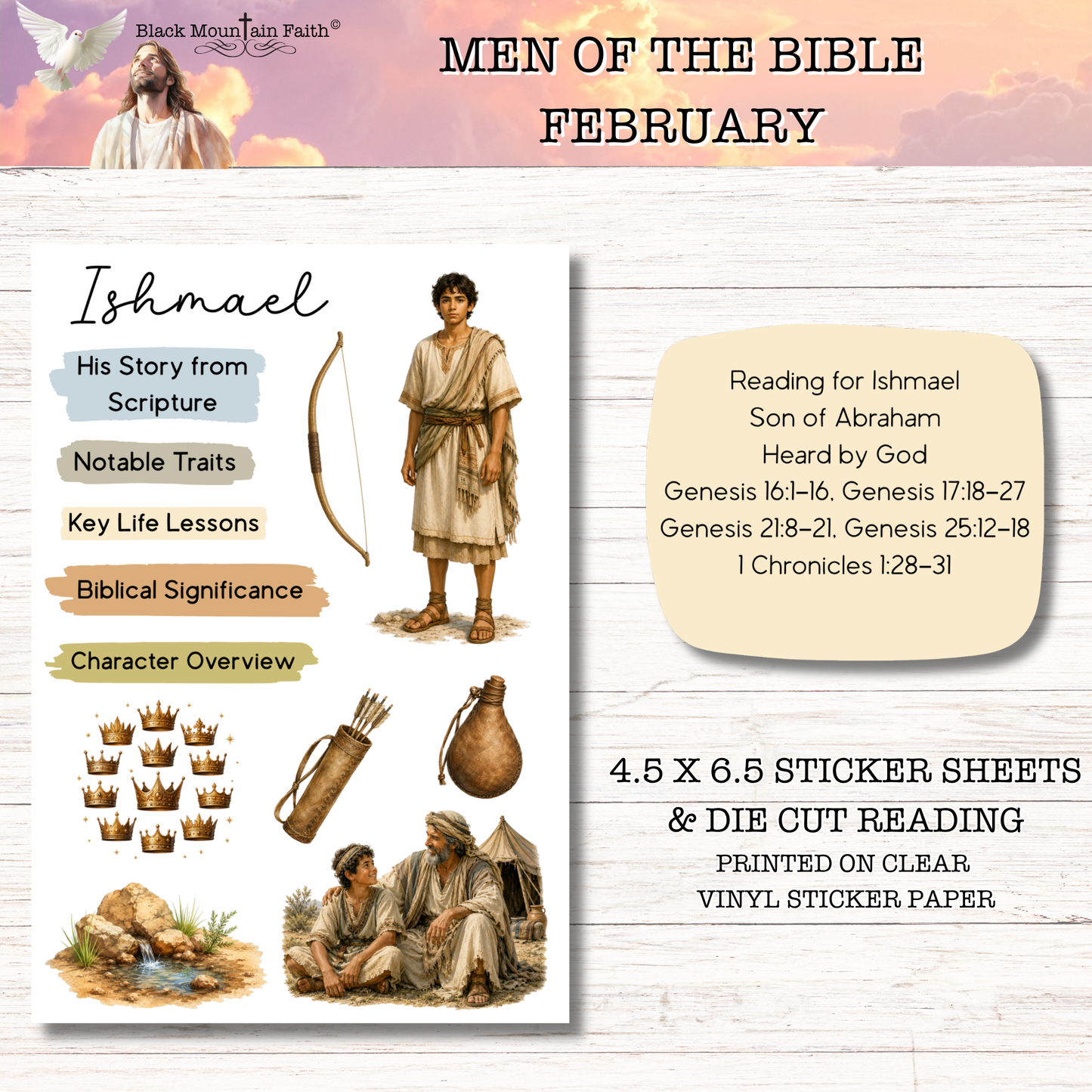 FEBRUARY Men of the Bible Snail Mail Stickers Stand Alone Listing
