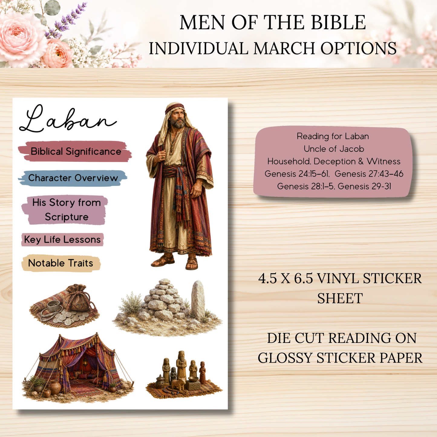 MARCH Men of the Bible Individual Sticker Sheet Options