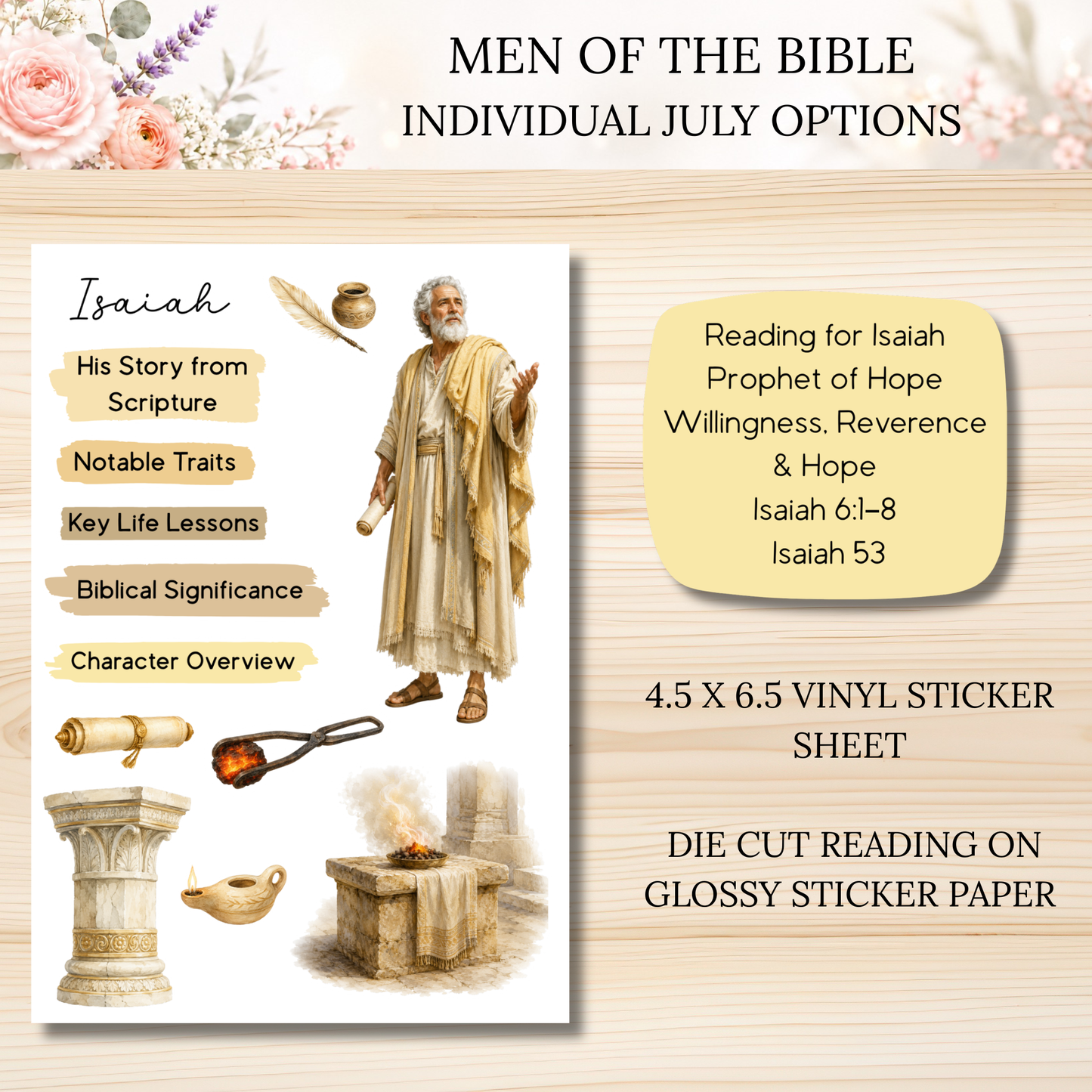JULY Men of the Bible Individual Sticker Sheet Options