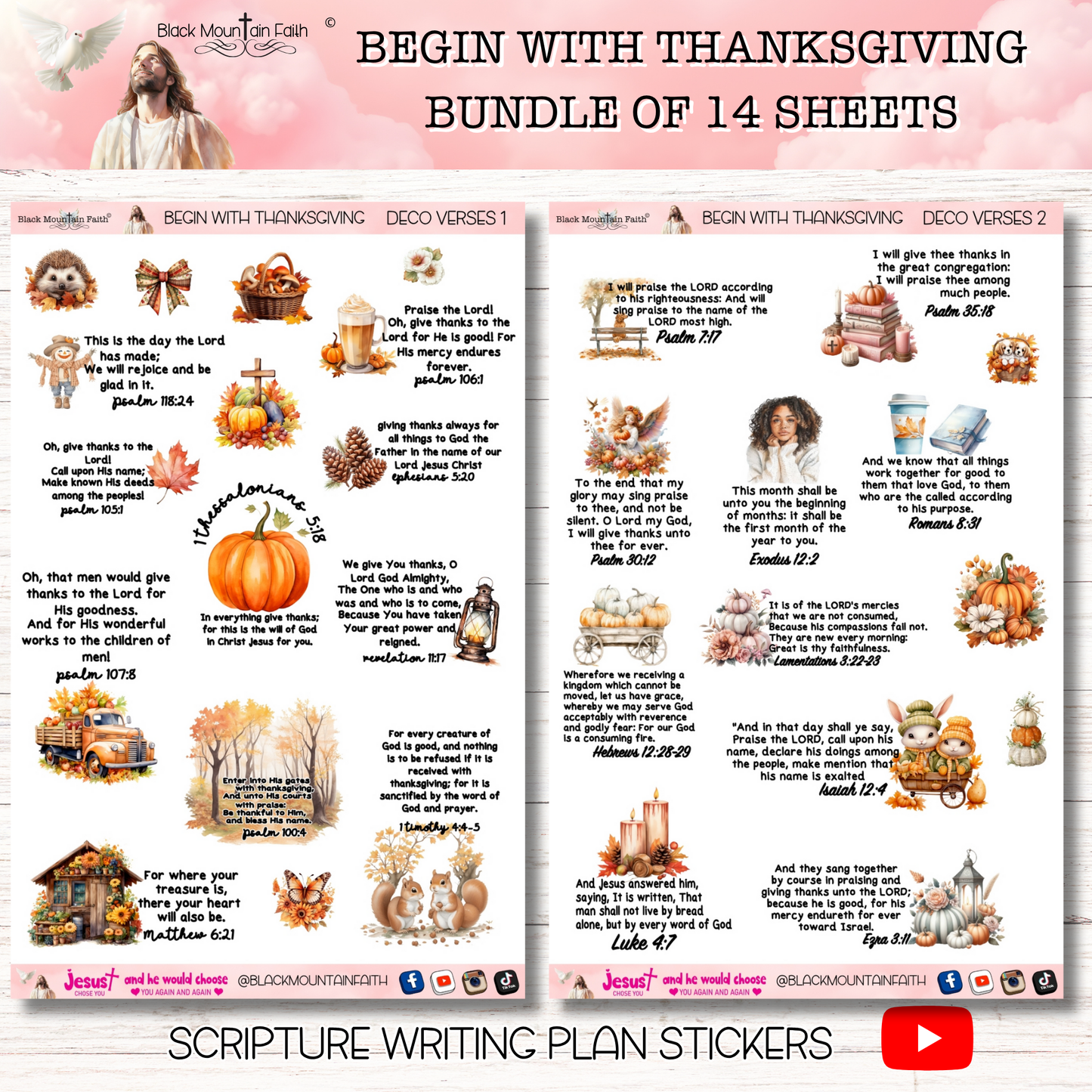 BUNDLE Begin with Thanksgiving Scripture Writing Plan Stickers