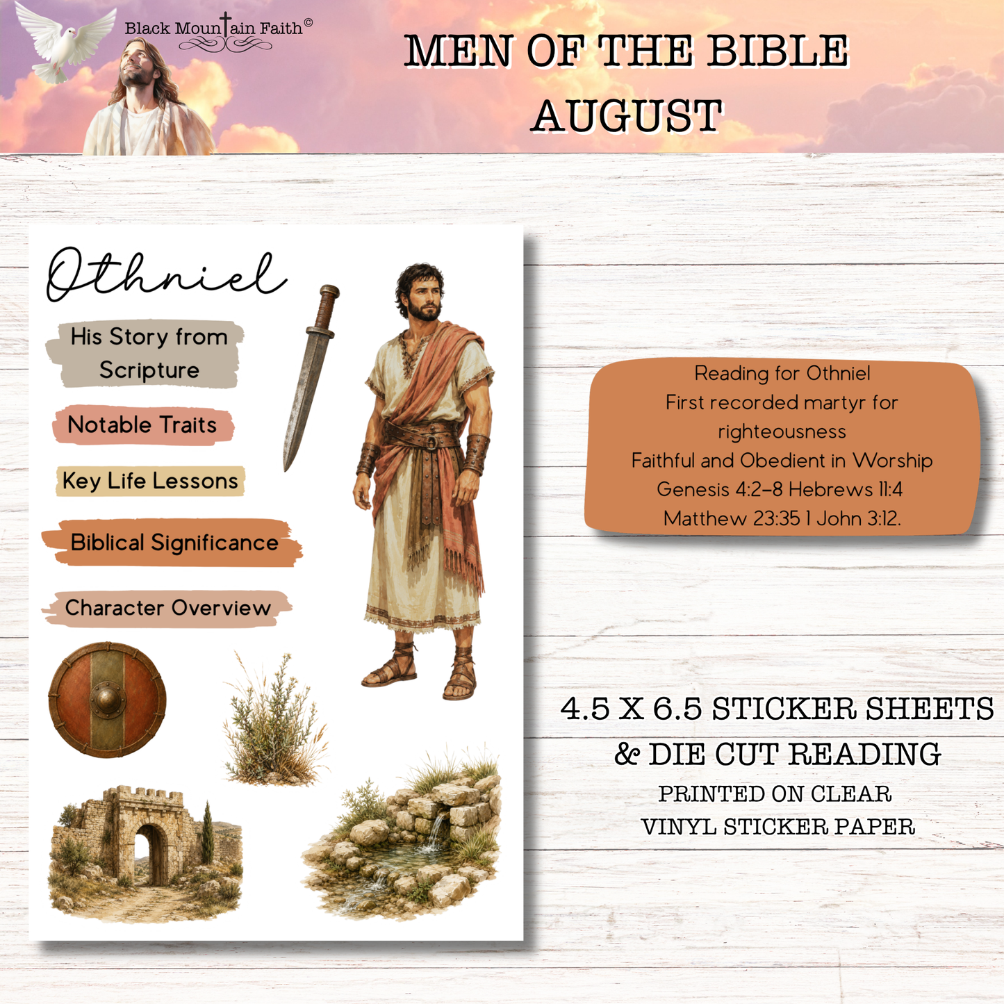 AUGUST Men of the Bible Snail Mail Stickers Stand Alone Listing