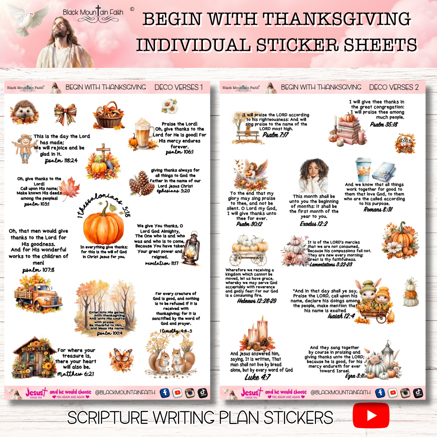 Begin with Thanksgiving Scripture Writing Plan Stickers