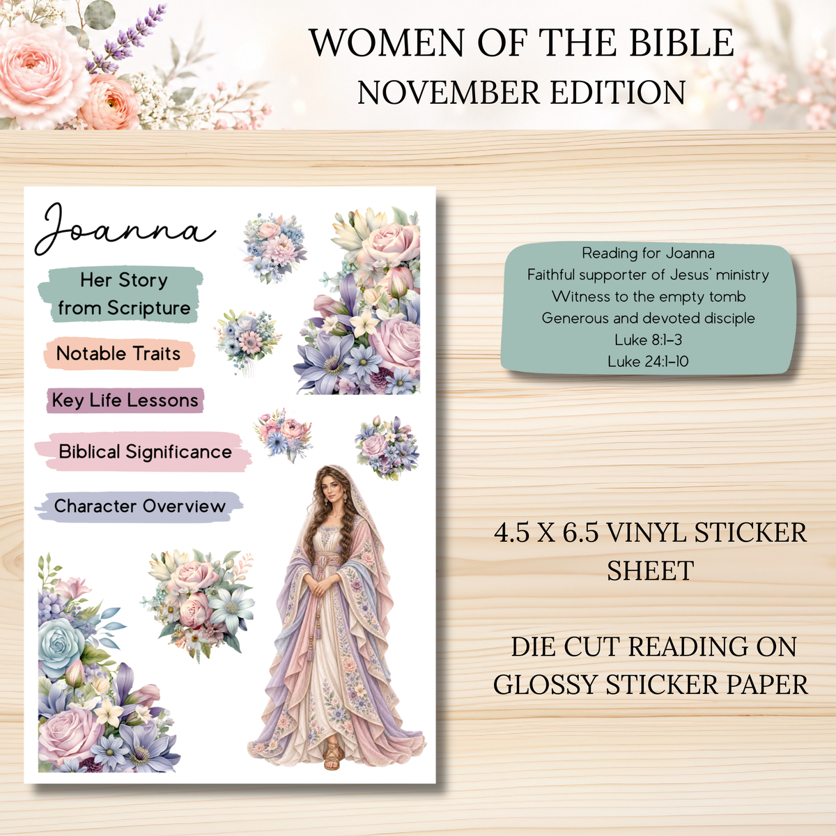 Women of the Bible Snail Mail Stickers MONTHLY SUBSCRIPTION