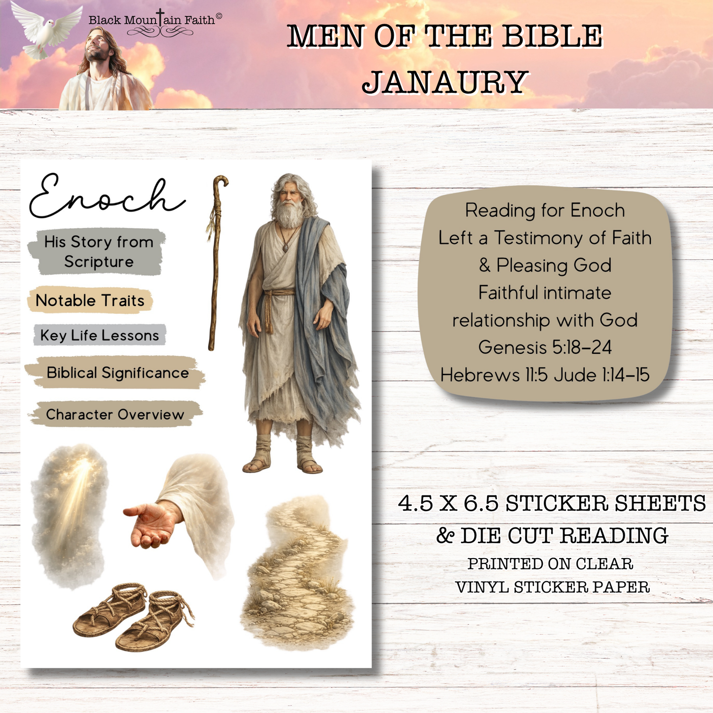 JANUARY Men of the Bible Snail Mail Stickers Stand Alone Listing
