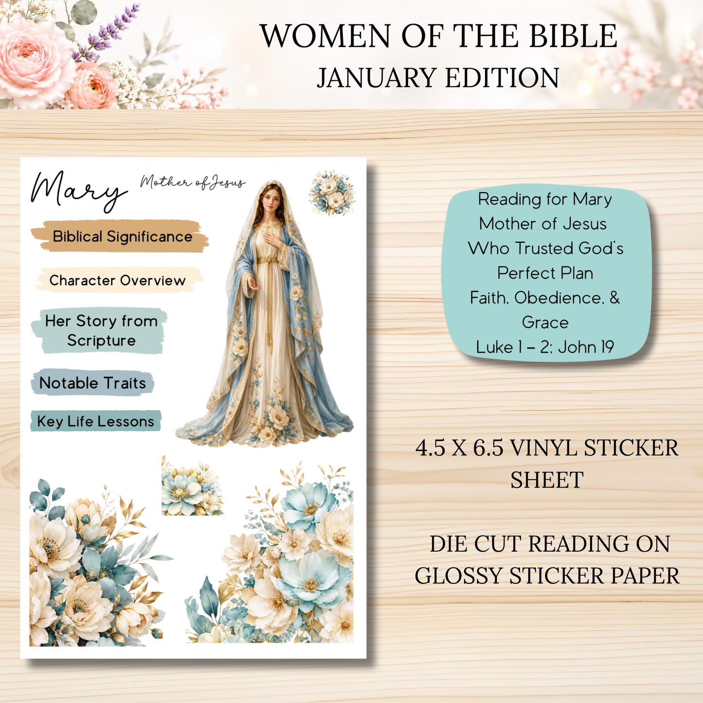 Women of the Bible Snail Mail Stickers JANUARY PAST EDITION Listing
