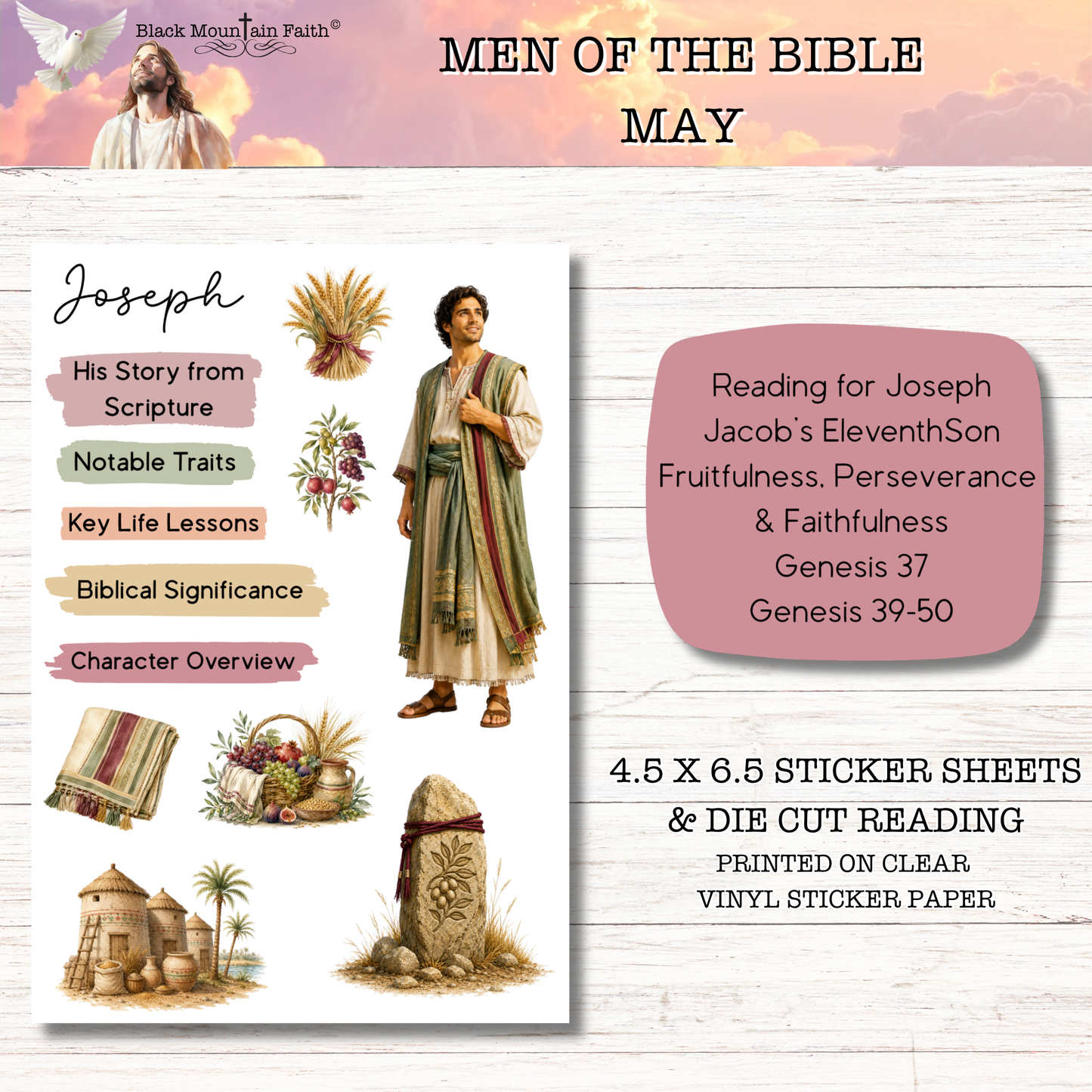 MAY Men of the Bible Snail Mail Stickers Stand Alone Listing