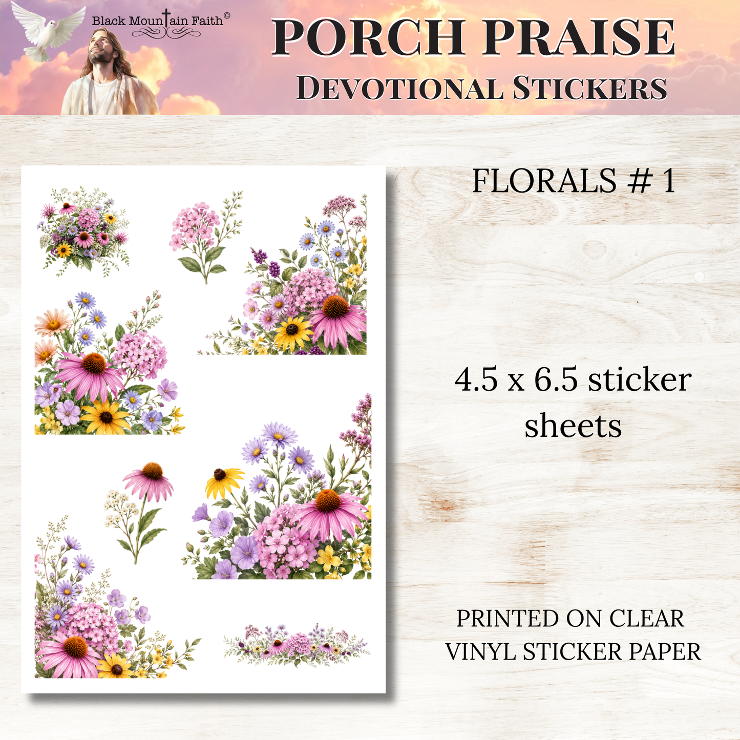 Porch Praise INDIVIDUAL Devotional Sticker Sheets | Scriptures for Everyday Worship