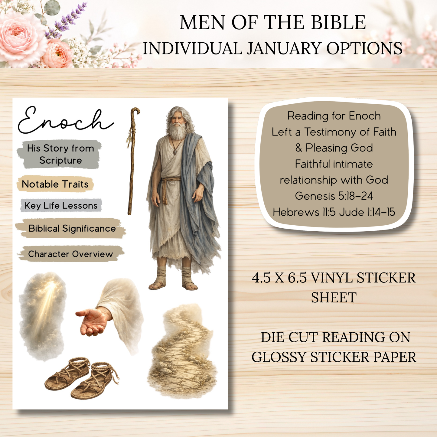 JANUARY Men of the Bible Individual Sticker Sheet Options