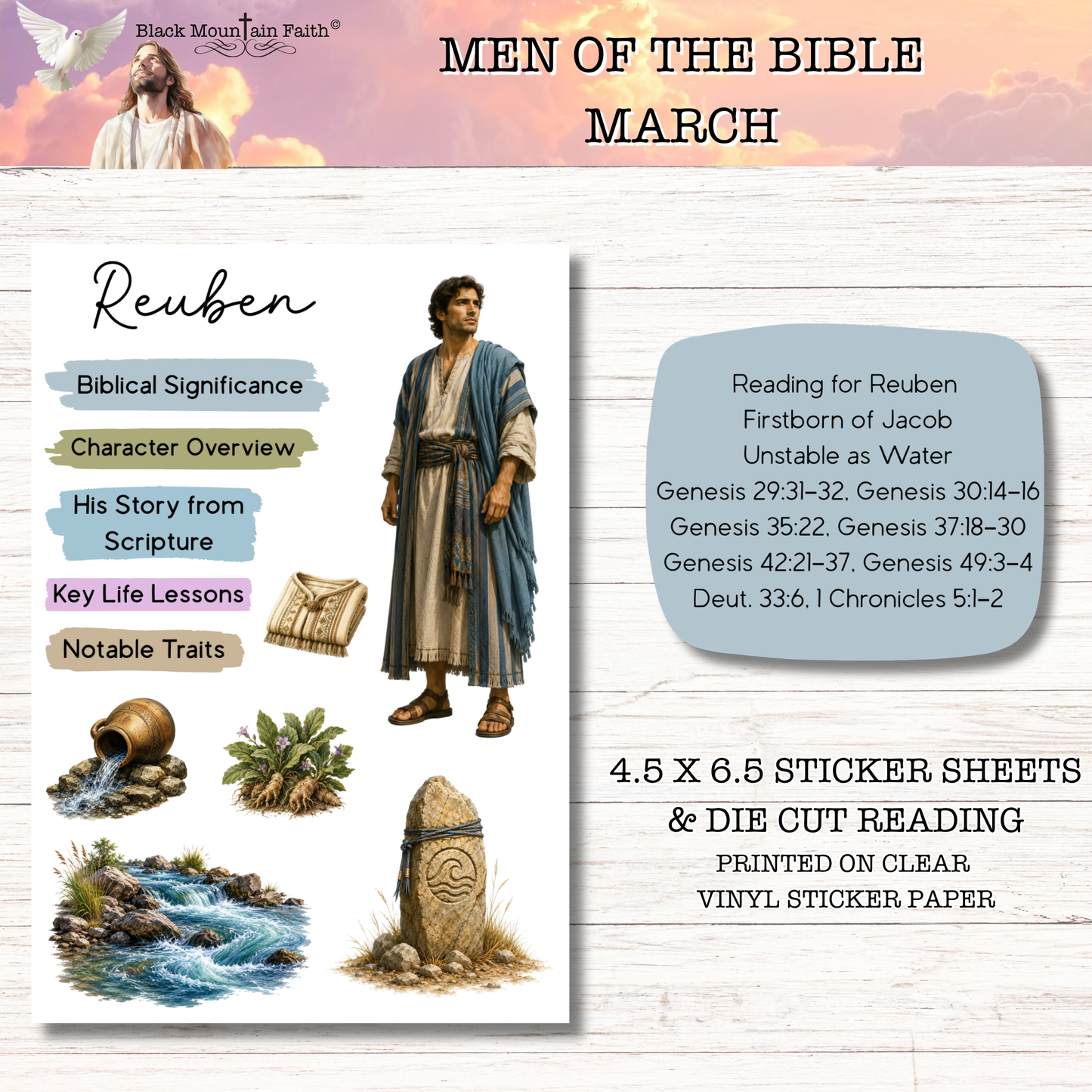 MARCH Men of the Bible Snail Mail Stickers Stand Alone Listing