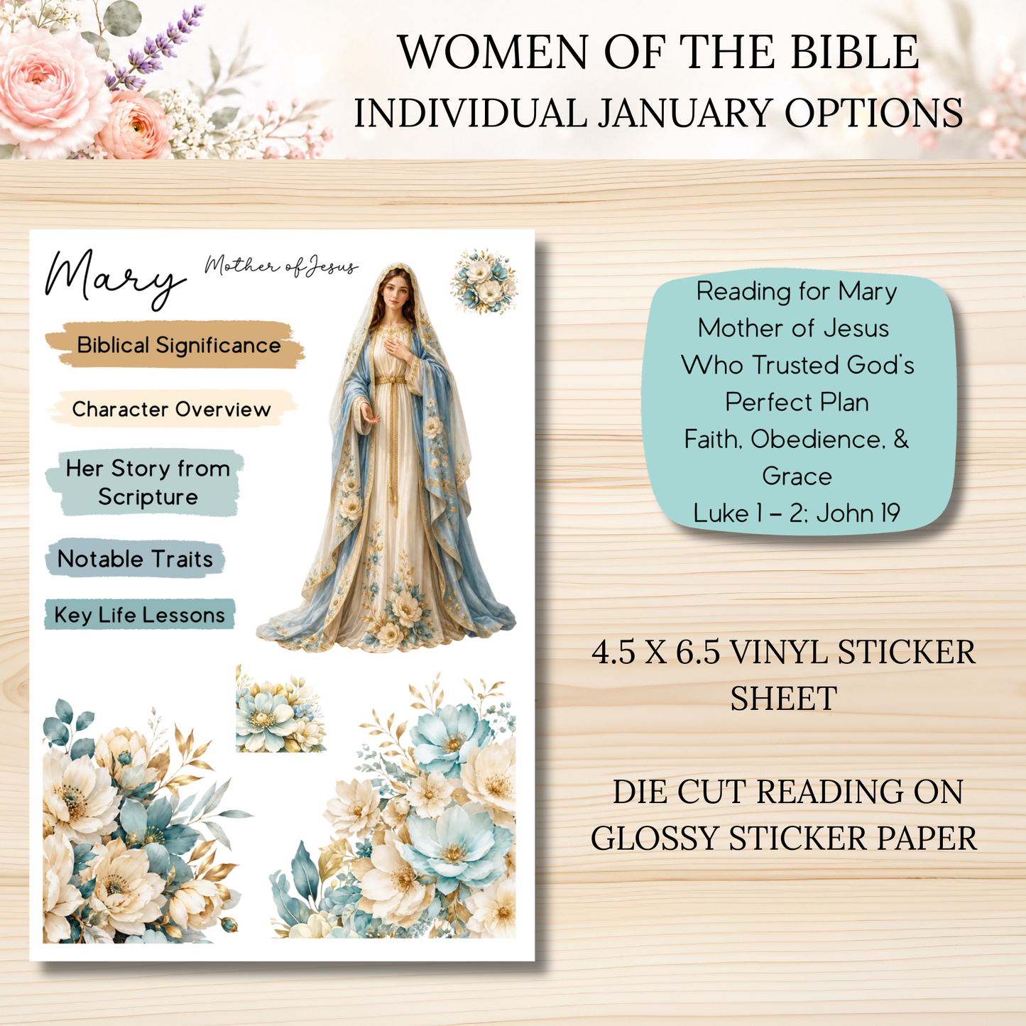 JANUARY Women of the Bible Individual Sticker Sheet Options