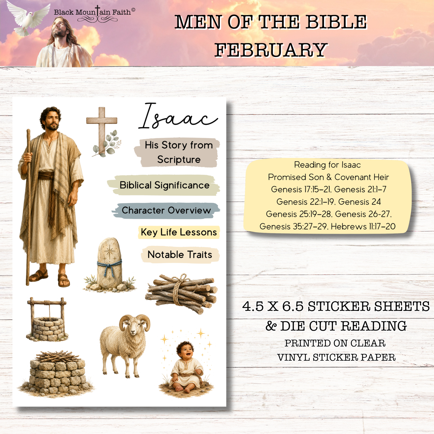 FEBRUARY Men of the Bible Snail Mail Stickers Stand Alone Listing