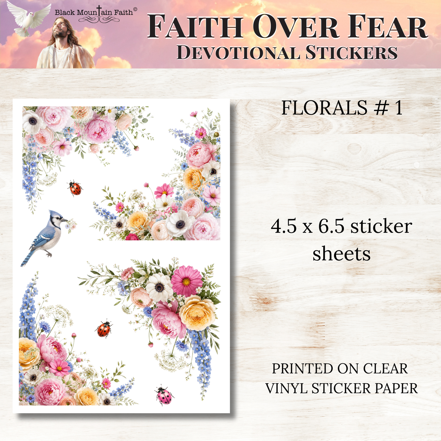 Faith Over Fear INDIVIDUAL Devotional Sticker Sheets | Scriptures for Anxiety