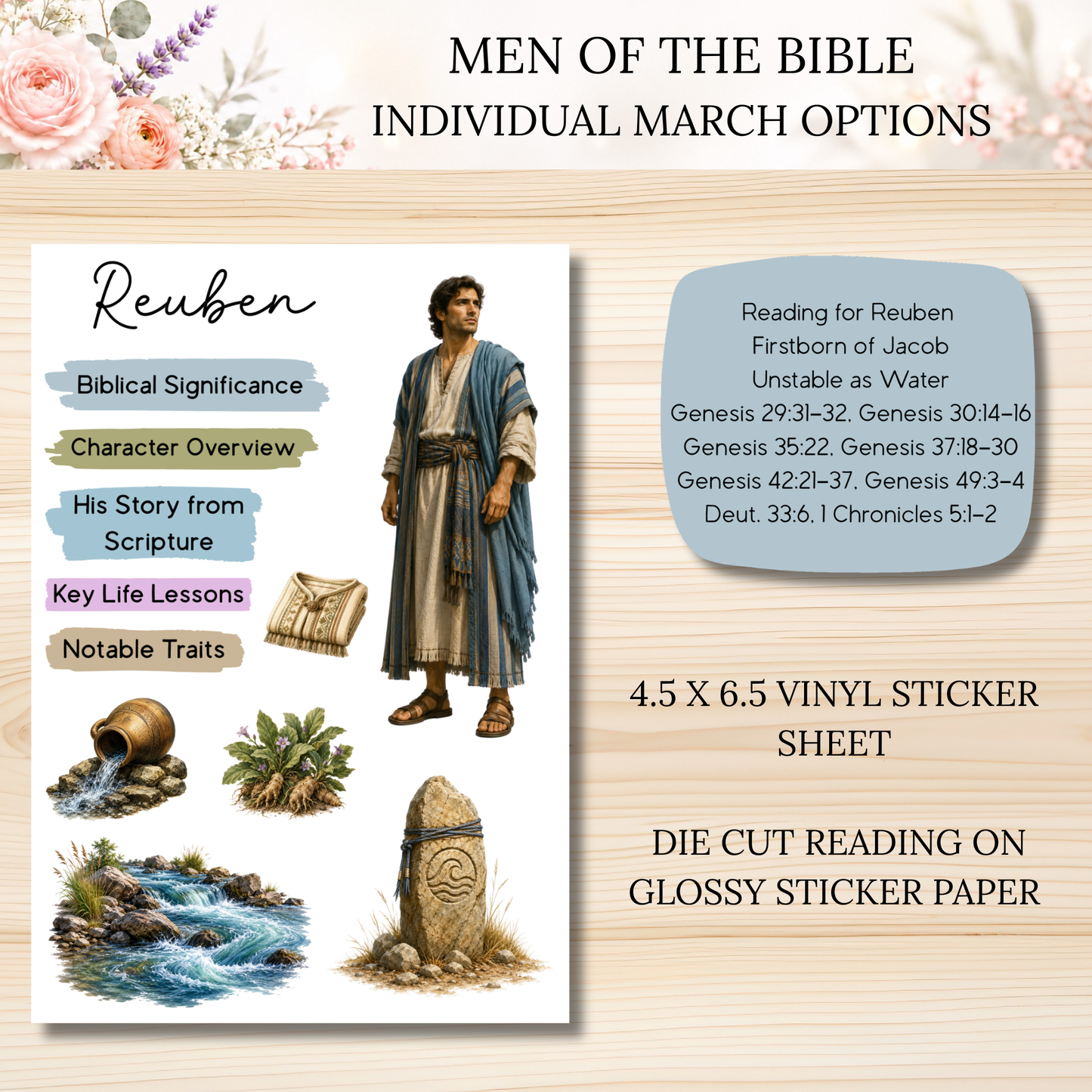 MARCH Men of the Bible Individual Sticker Sheet Options