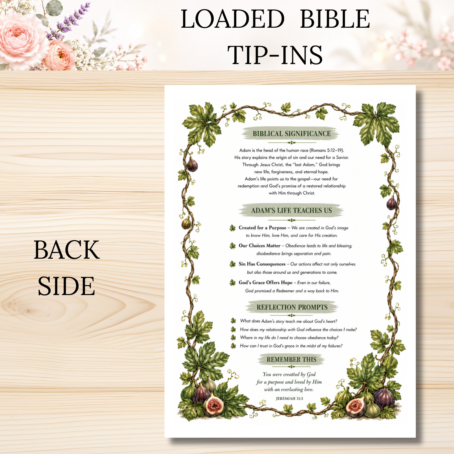 Adam's Character Profile || Double Sided Loaded Bible Tip-In || 32 lb. Paper