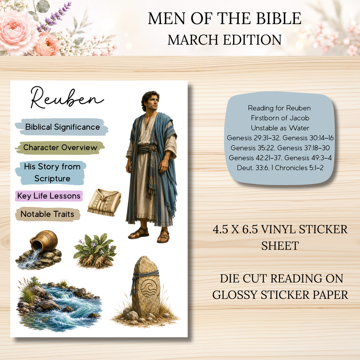 MARCH Men of the Bible Snail Mail Stickers PAST EDITION Listing