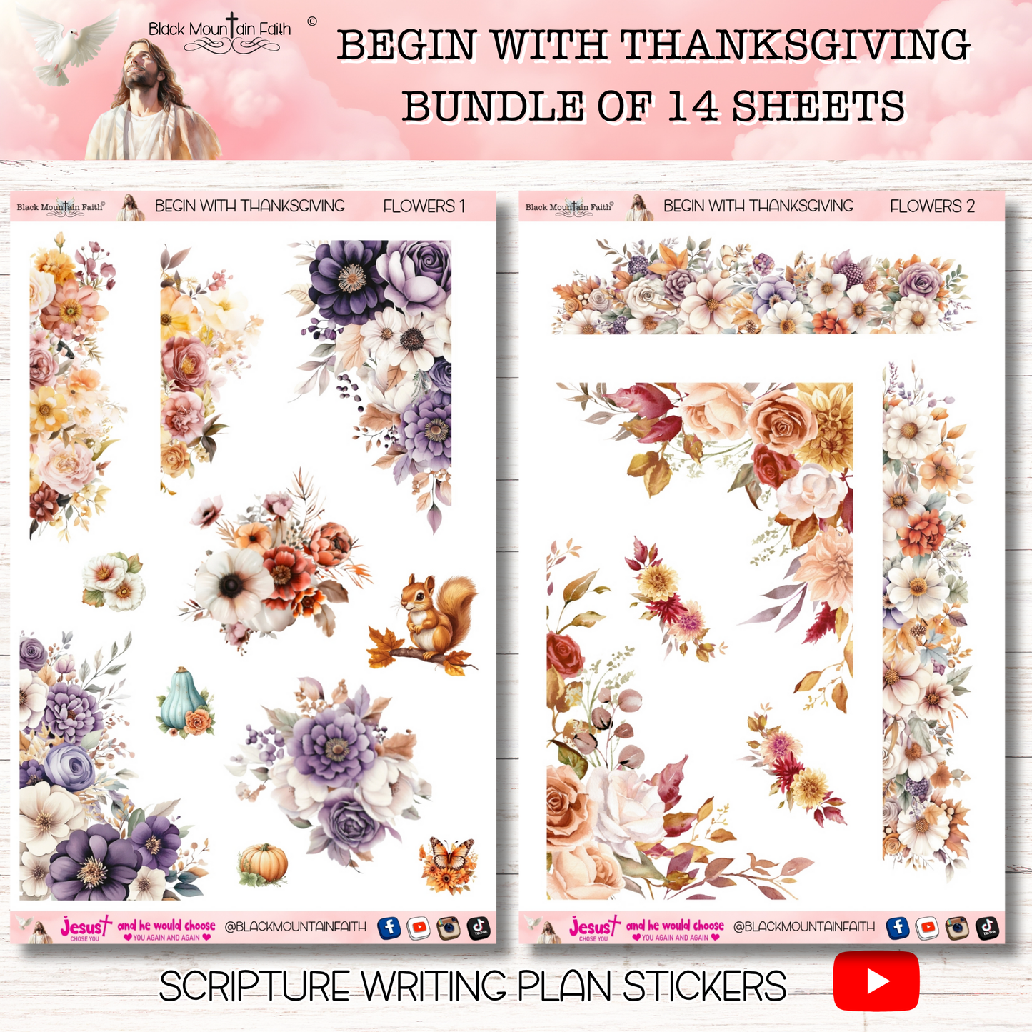 BUNDLE Begin with Thanksgiving Scripture Writing Plan Stickers