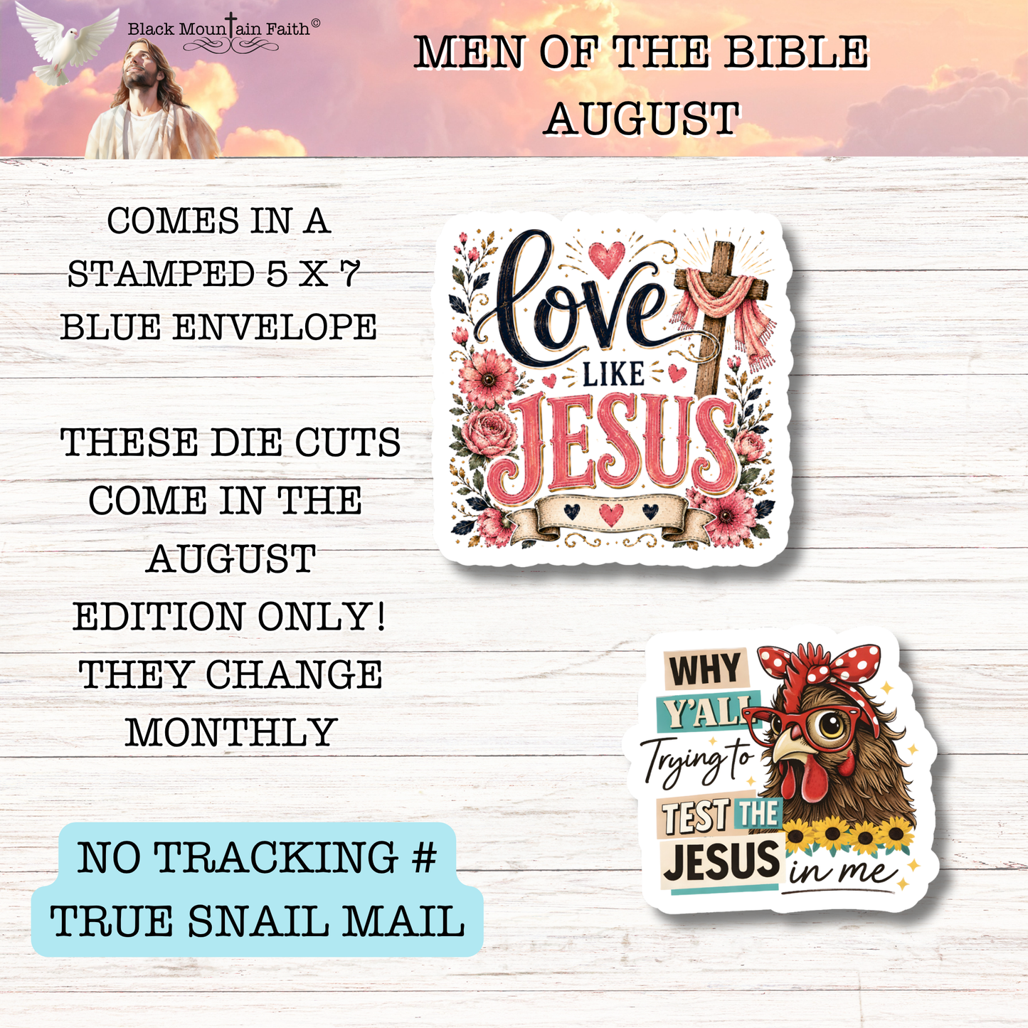 AUGUST Men of the Bible Snail Mail Stickers Stand Alone Listing