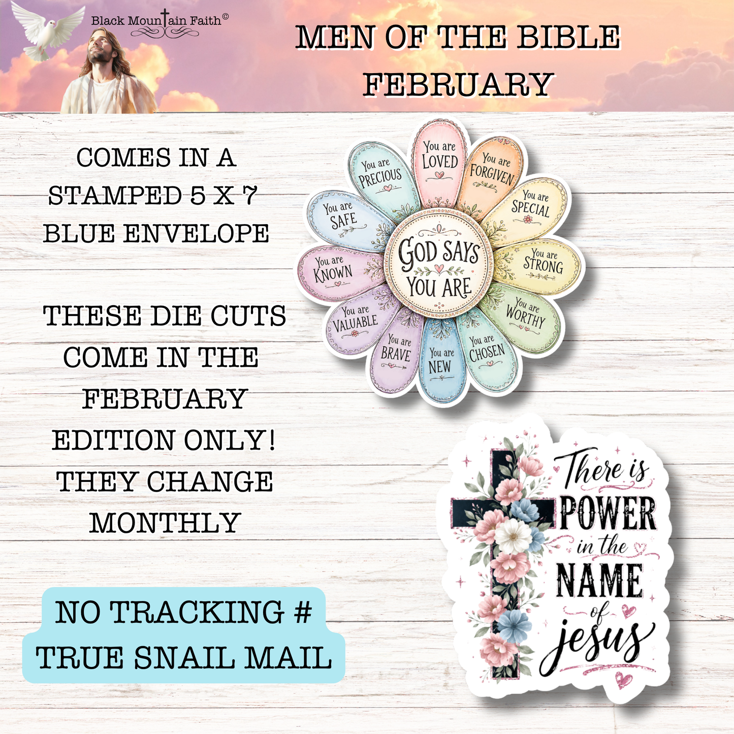 FEBRUARY Men of the Bible Snail Mail Stickers Stand Alone Listing