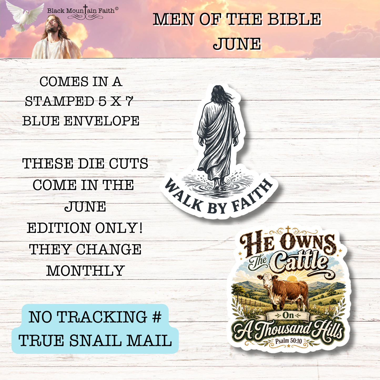 JUNE Men of the Bible Snail Mail Stickers Stand Alone Listing