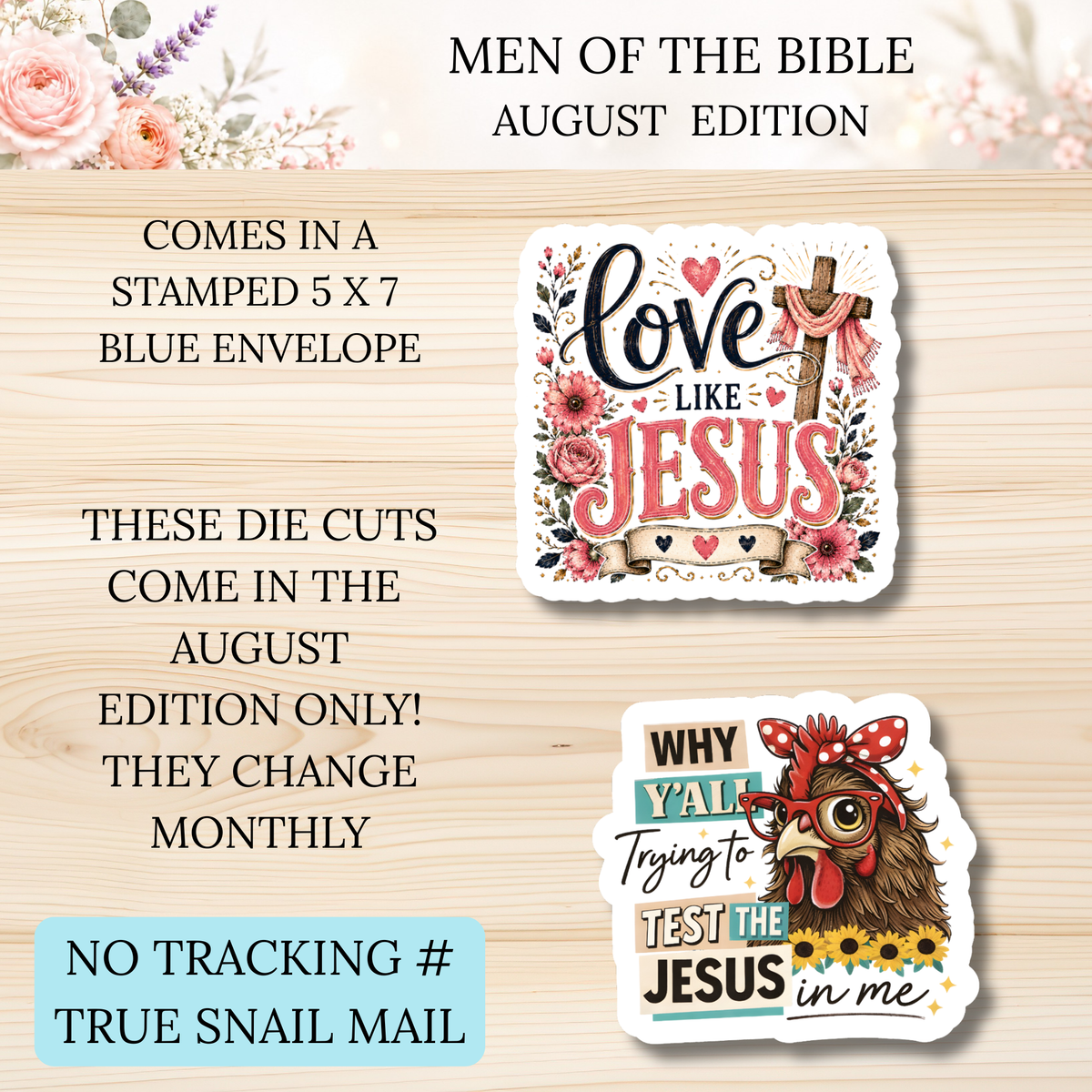 AUGUST Men of the Bible Snail Mail Stickers PAST EDITION
