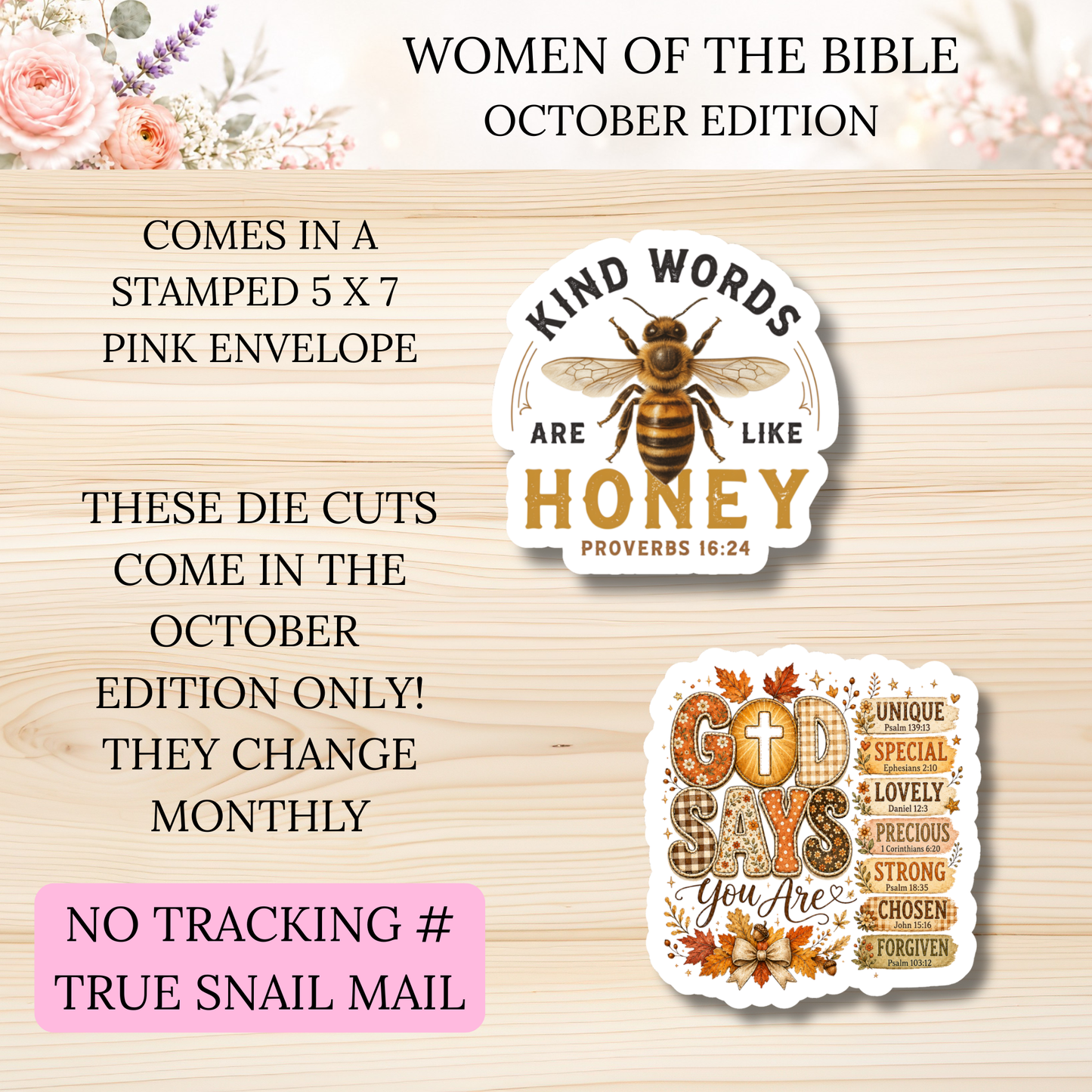 Women of the Bible Snail Mail Stickers MONTHLY SUBSCRIPTION