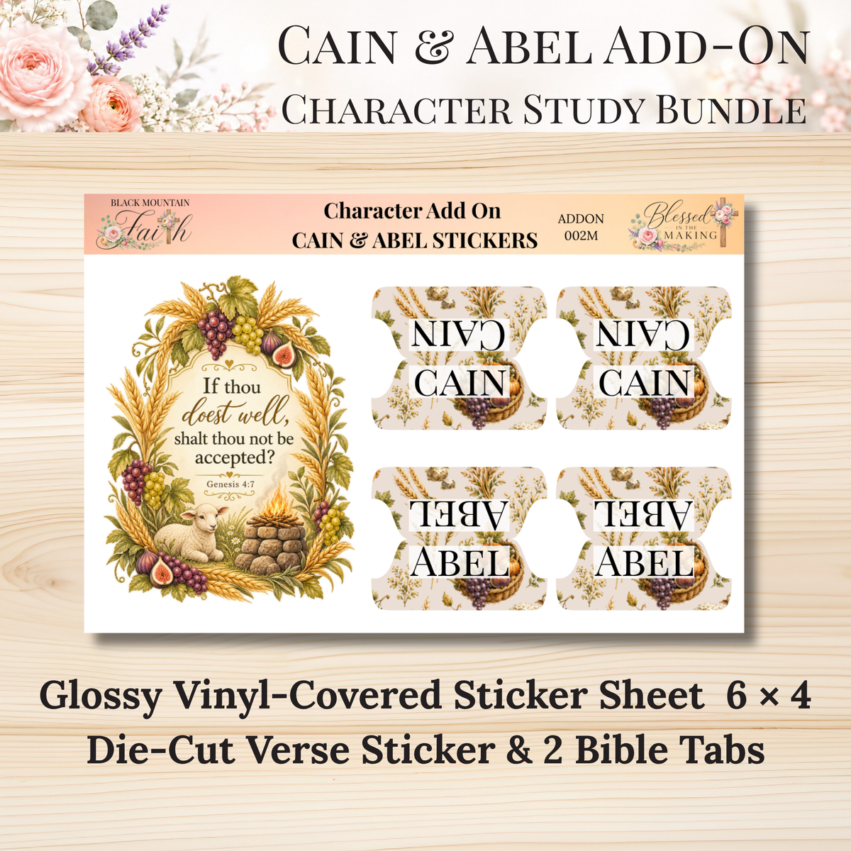 Cain & Abel Add-On Character Study Bundle | Physical Bible Study Notes, Tip-Ins, Stickers & Bible Margin Labels