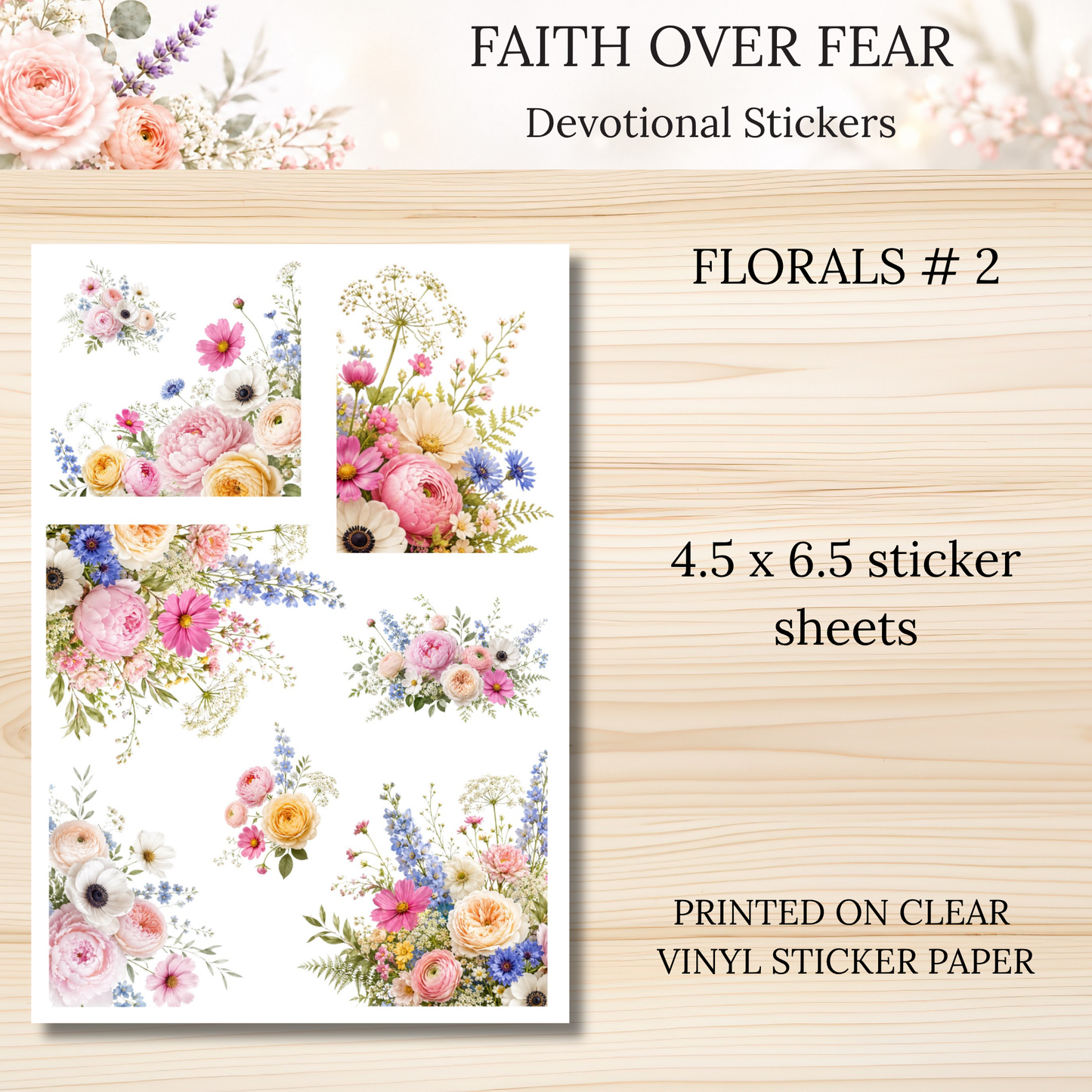 Faith Over Fear INDIVIDUAL Devotional Sticker Sheets | Scriptures for Anxiety