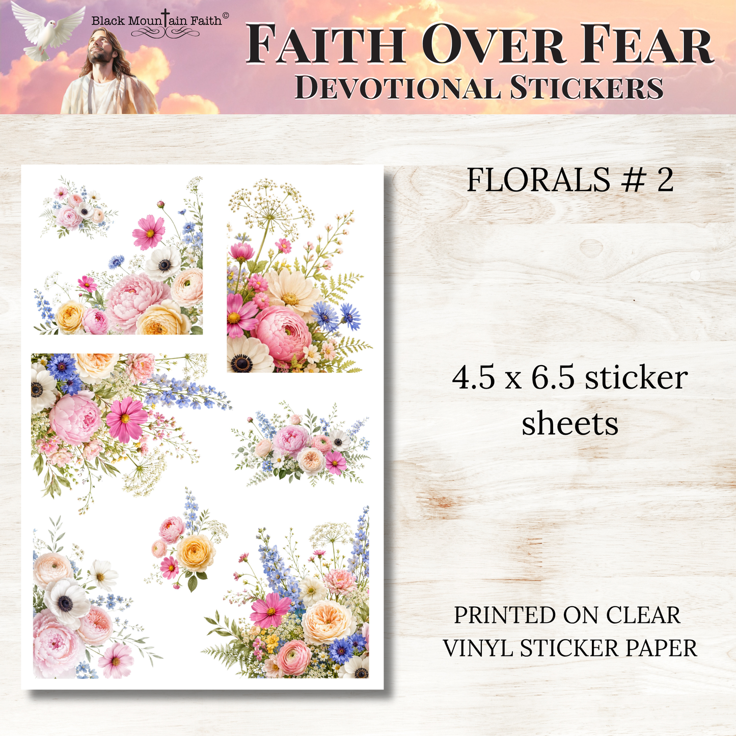 Faith Over Fear INDIVIDUAL Devotional Sticker Sheets | Scriptures for Anxiety