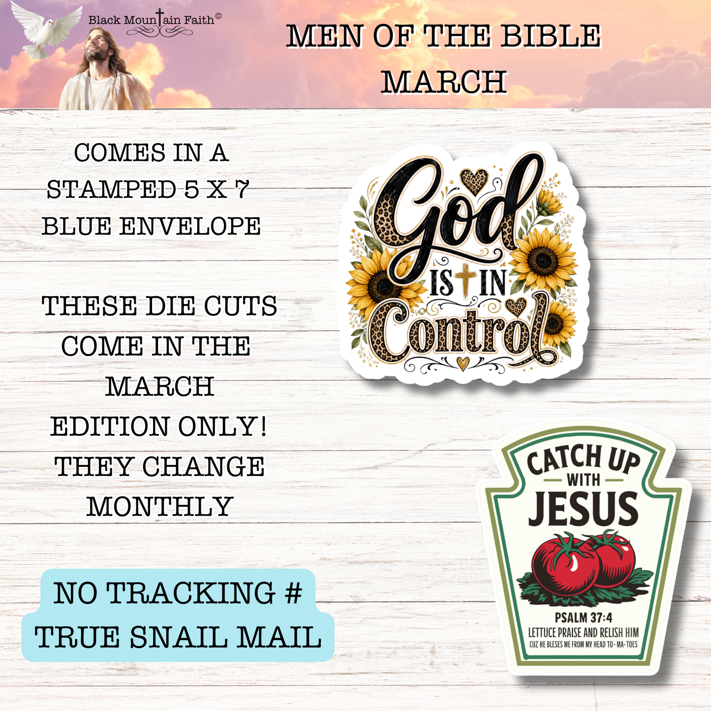 MARCH Men of the Bible Snail Mail Stickers Stand Alone Listing