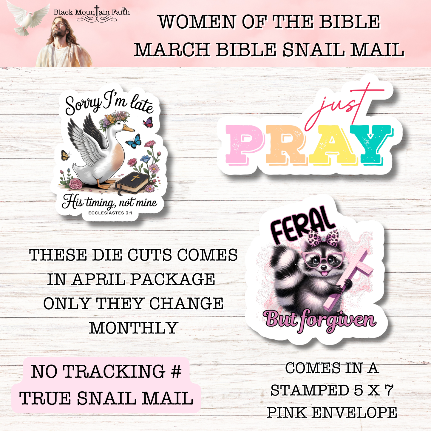 Women of the Bible Snail Mail Stickers APRIL EDITION Stand Alone Listing
