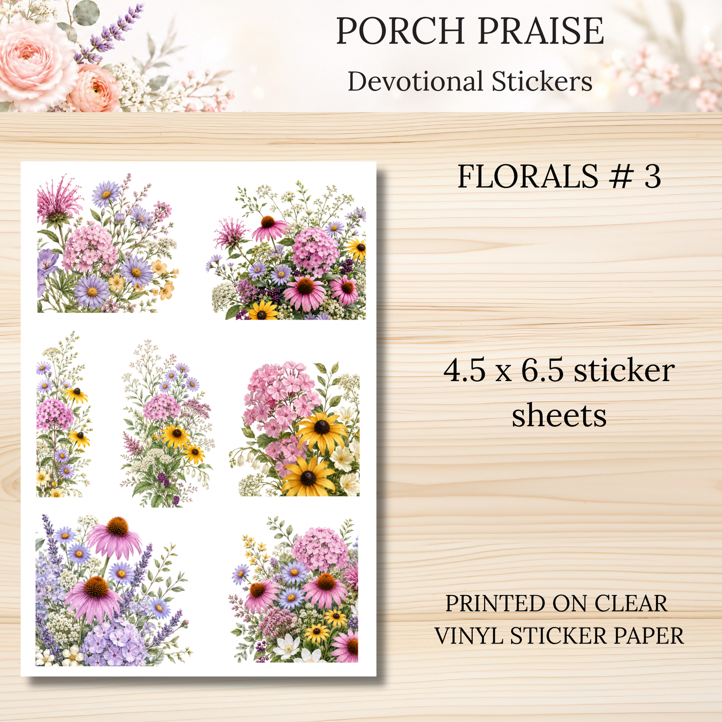 Porch Praise INDIVIDUAL Devotional Sticker Sheets | Scriptures for Everyday Worship