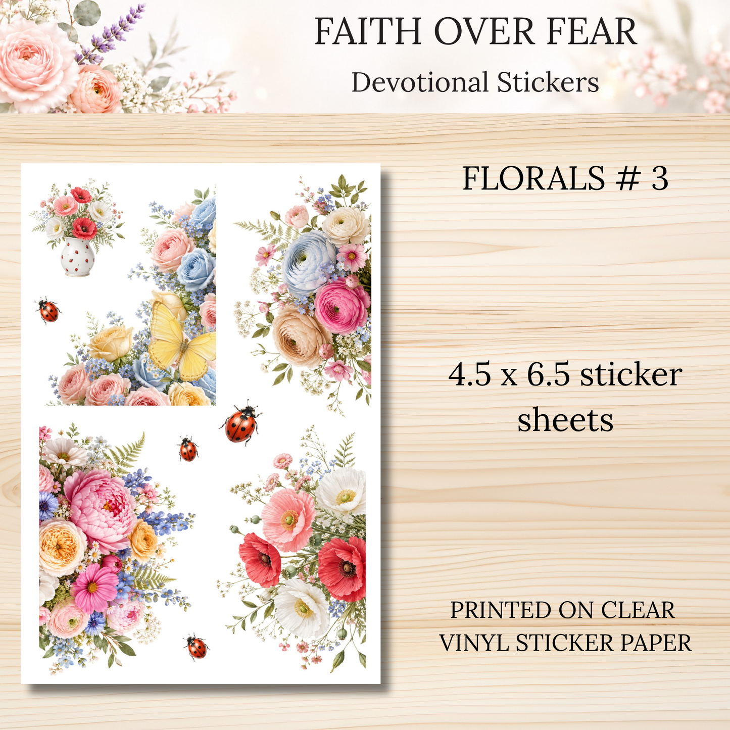 Faith Over Fear INDIVIDUAL Devotional Sticker Sheets | Scriptures for Anxiety