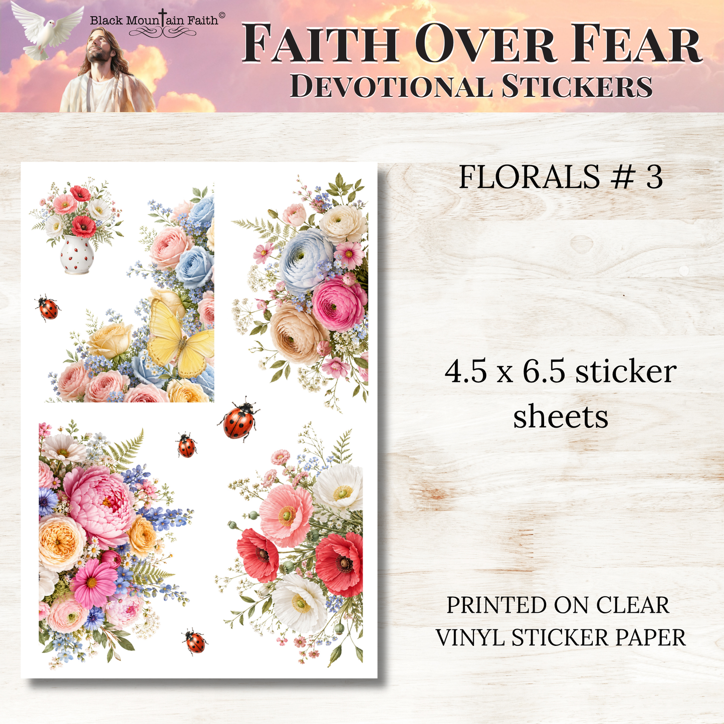 Faith Over Fear INDIVIDUAL Devotional Sticker Sheets | Scriptures for Anxiety