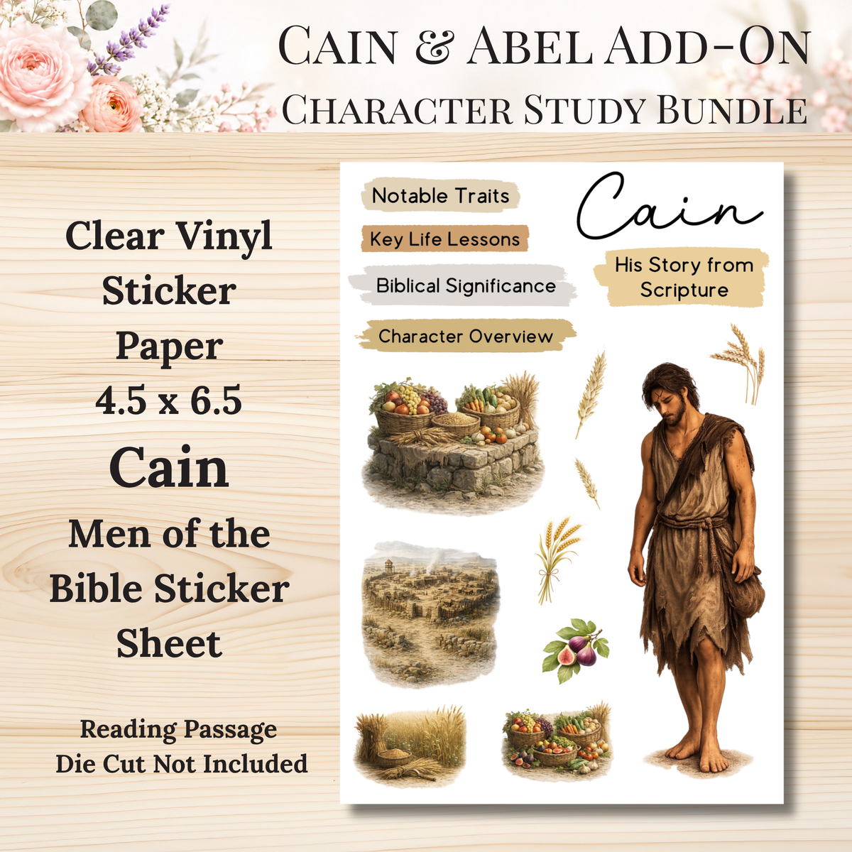 Cain & Abel Add-On Character Study Bundle | Physical Bible Study Notes, Tip-Ins, Stickers & Bible Margin Labels