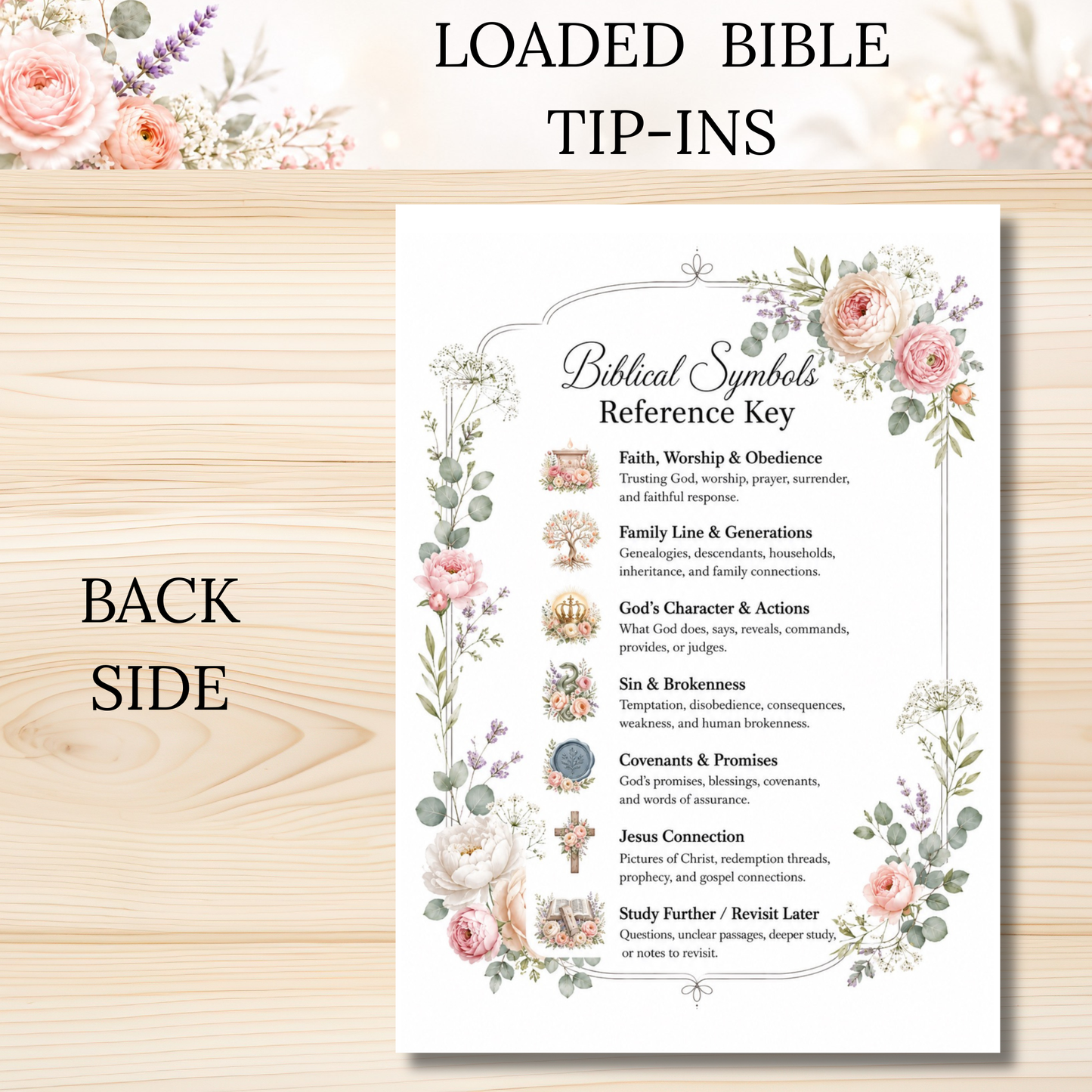 Highlighting Guide & Biblical Symbols Key || Double Sided Loaded Bible Tip-In || 32 lb. Paper