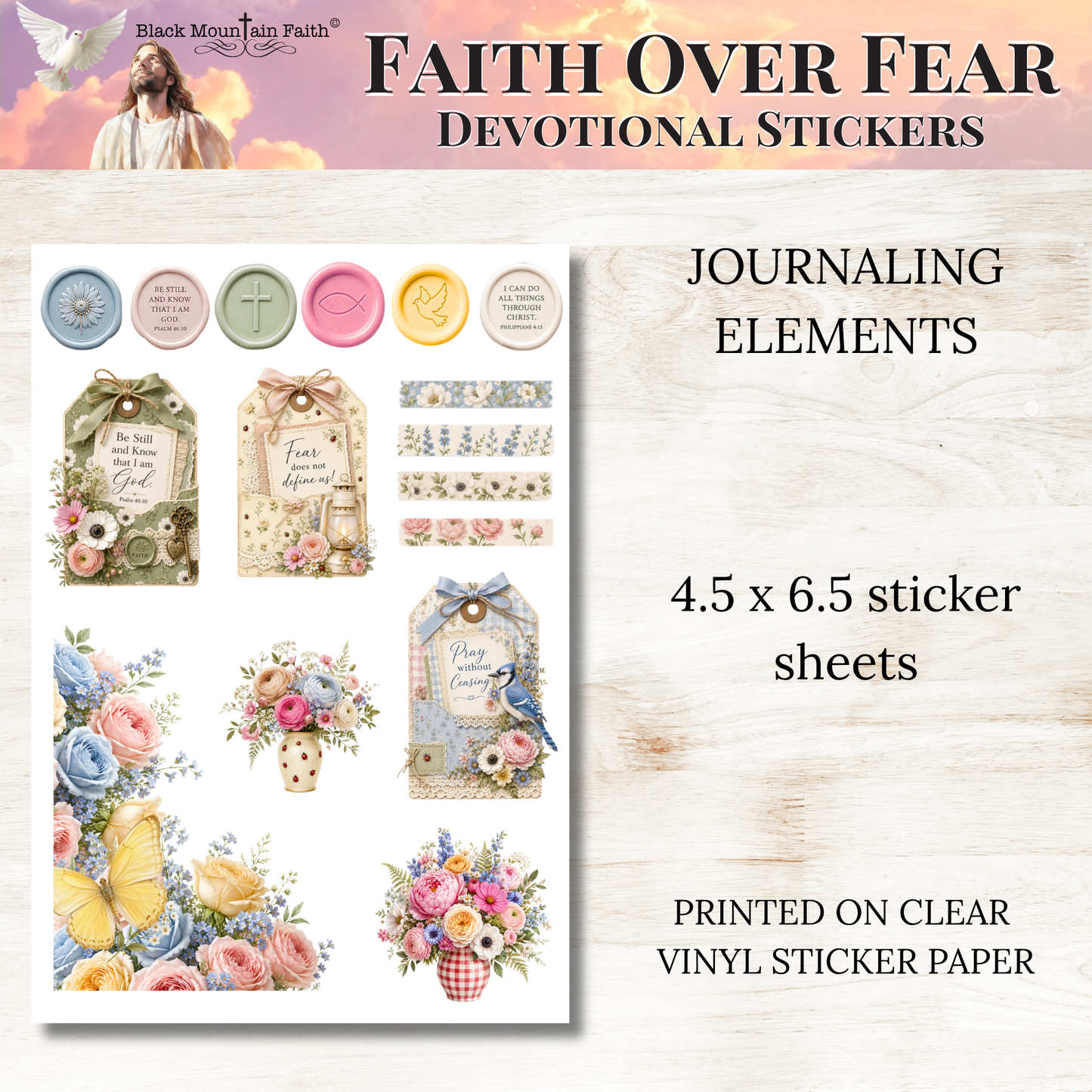 Faith Over Fear INDIVIDUAL Devotional Sticker Sheets | Scriptures for Anxiety