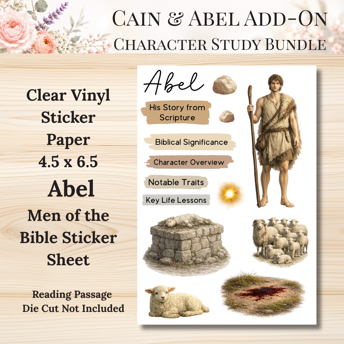 Cain & Abel Add-On Character Study Bundle | Physical Bible Study Notes, Tip-Ins, Stickers & Bible Margin Labels